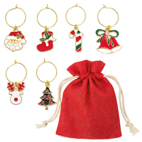 LOT DE 6 ANNEAUX DE NOËL POUR VERRES À TOAST