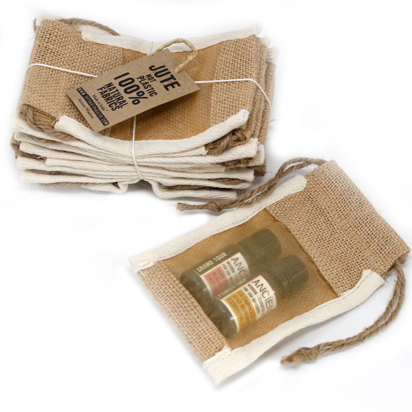 Petit sac en jute lavé - 10x15cm