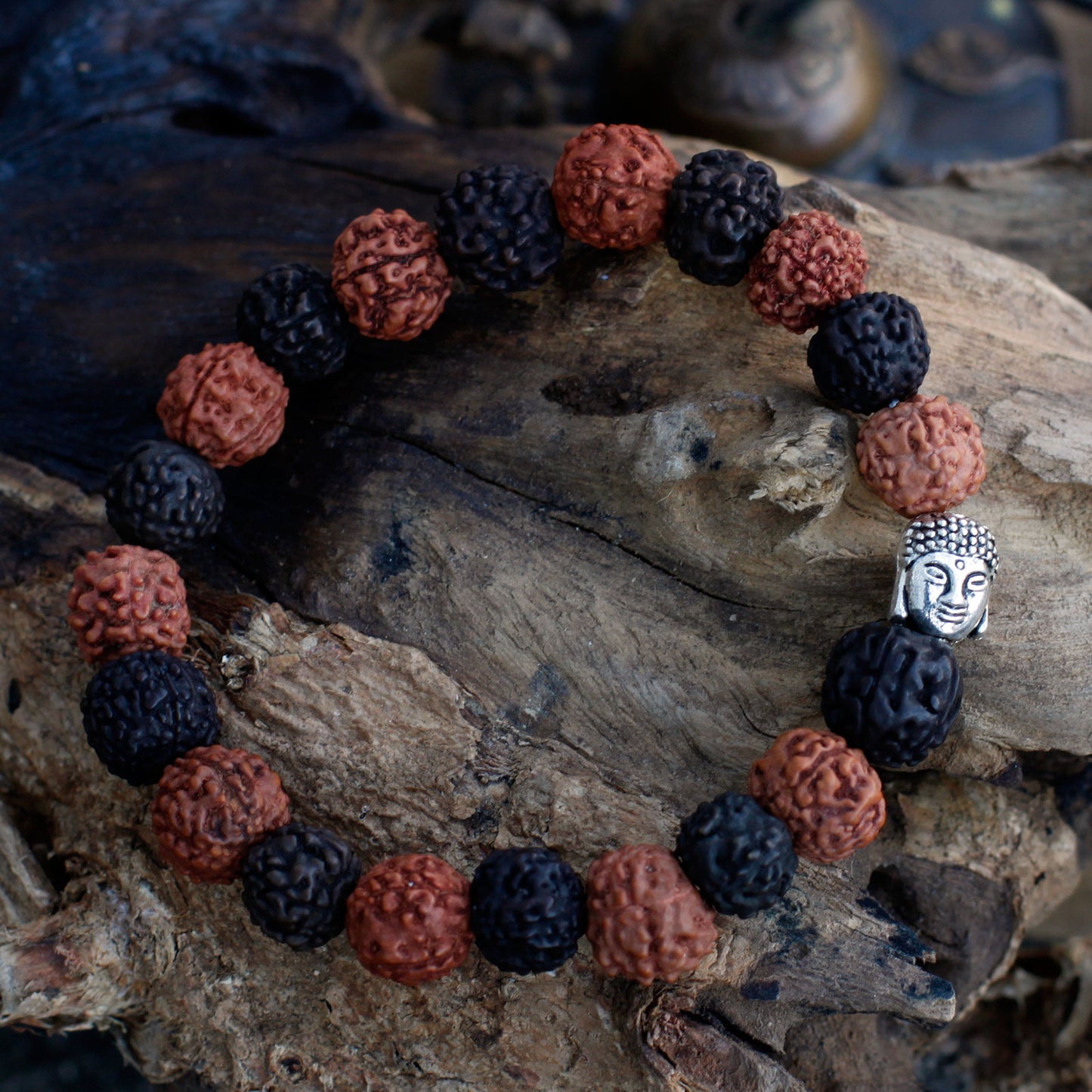 Bracelet Japa Mala Bouddha Rudraksha - Mix
