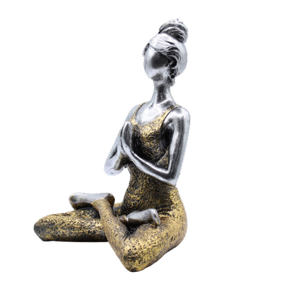 Figurine Yoga Lady - Argent et Or 24 cm