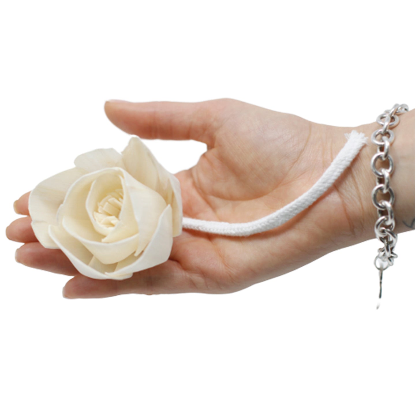Diffuseur de fleurs naturelles - Grande rose sur corde
