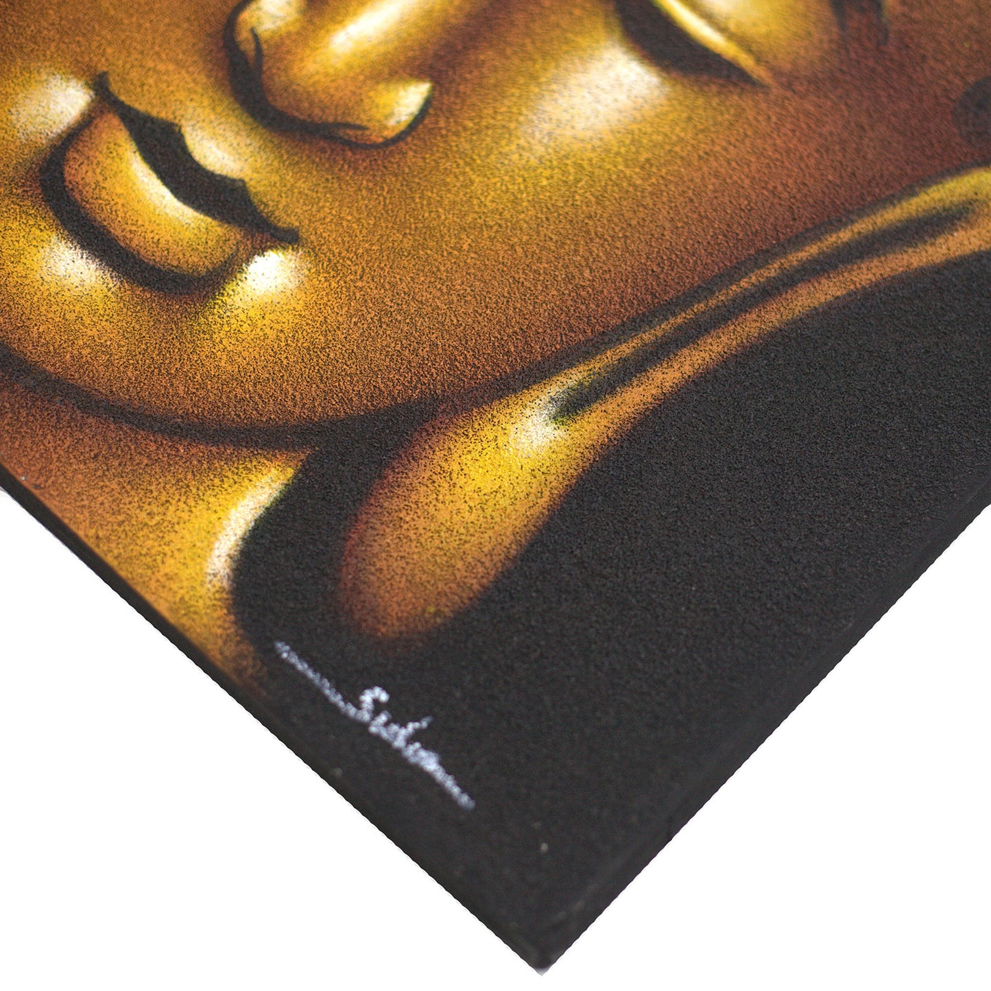 Peinture de Bouddha - Finition or et sable