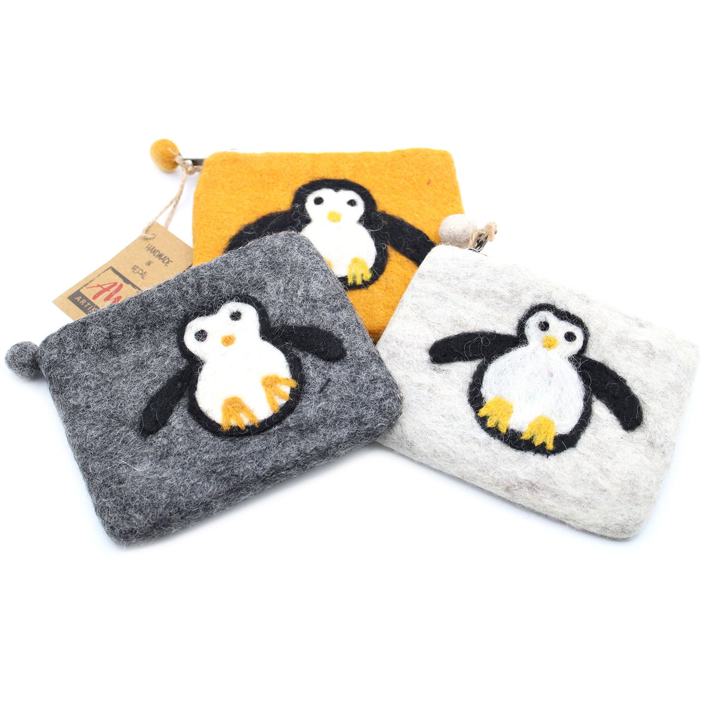 Étui en feutre naturel (assortiment) - Pingouin mignon