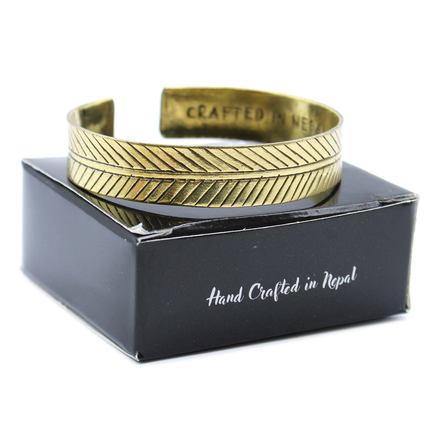 Bracelet tibétain en laiton - Large feuille tribale