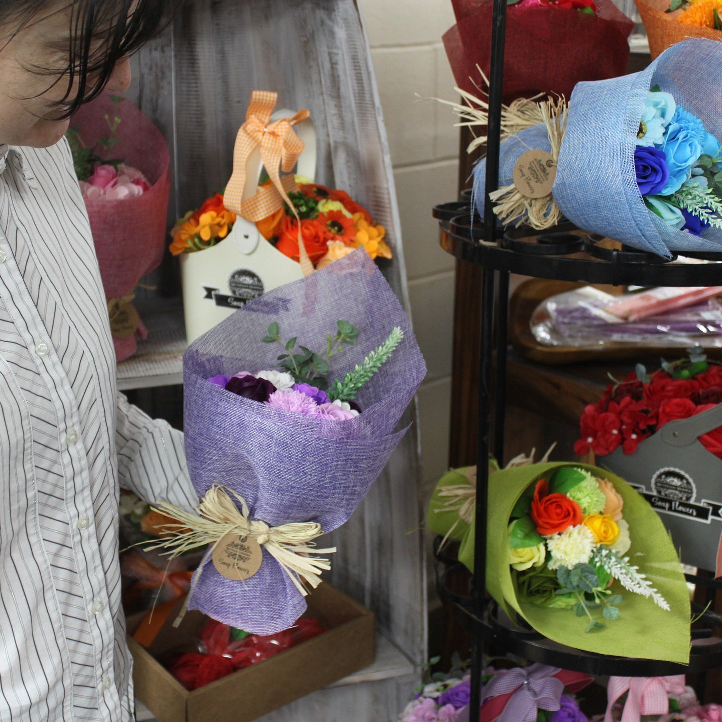 Bouquet de fleurs de savon - Violet