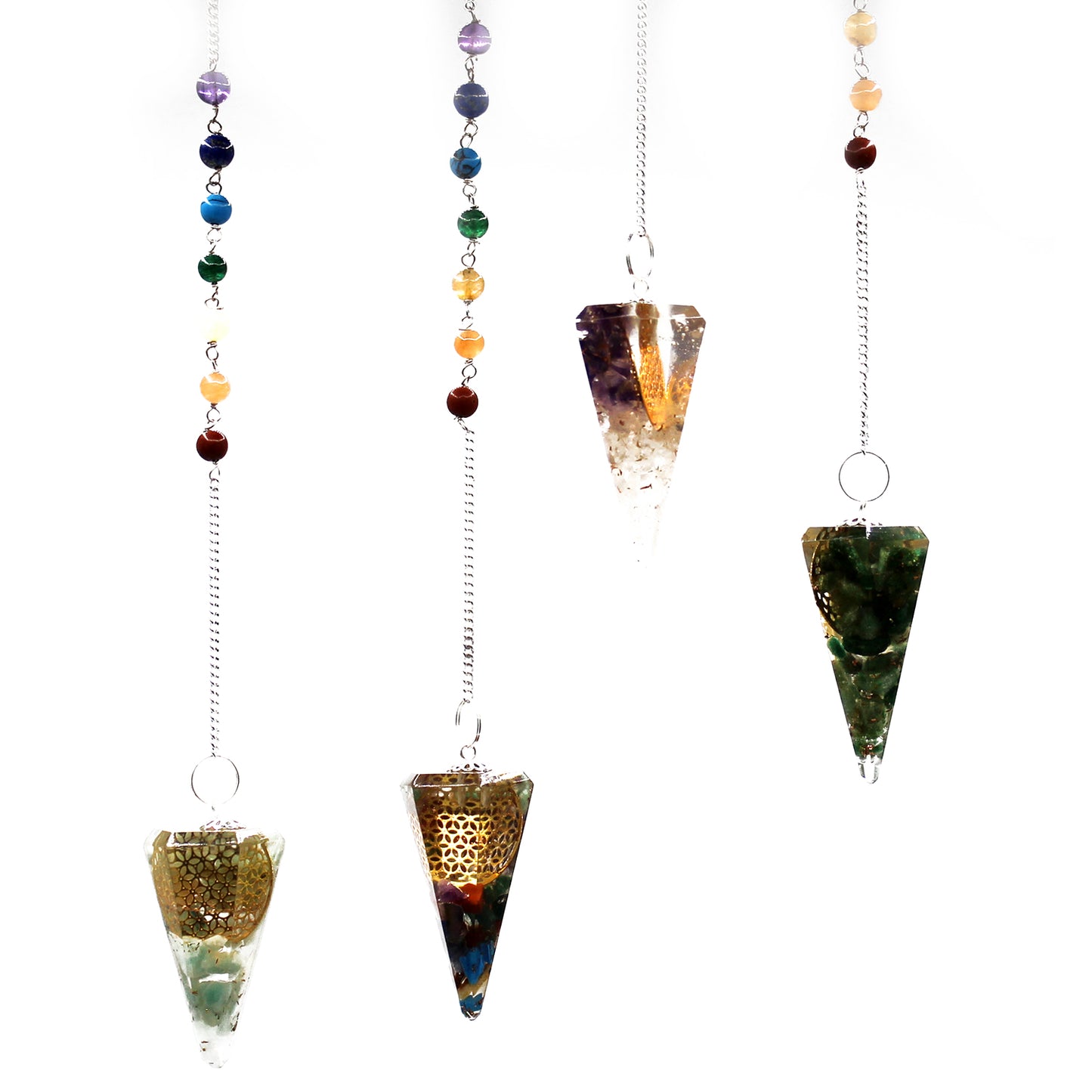 Pendule de chakra en orgonite - Fleur de vie