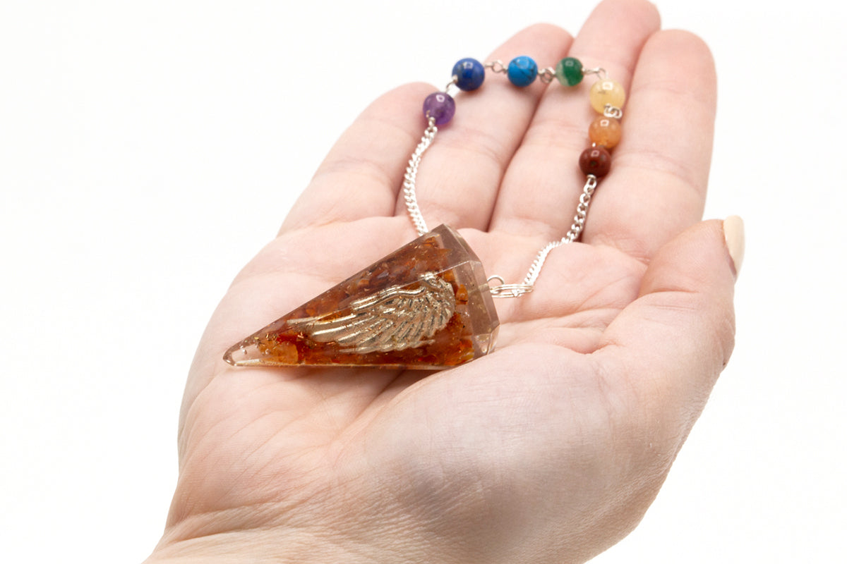 Pendule de chakra en orgonite - Aile d'ange