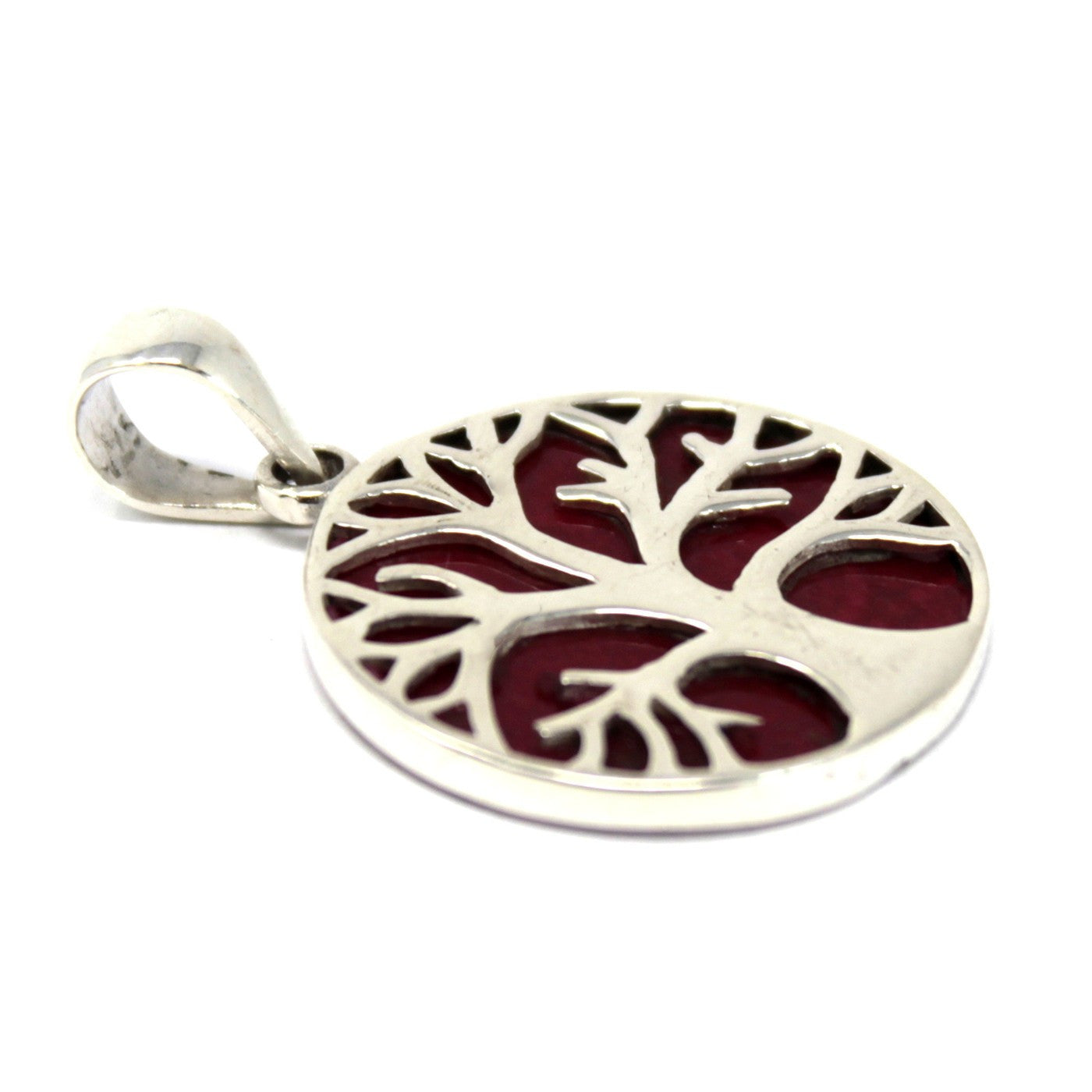 Pendentif Arbre de Vie en Argent 22 mm - Effet Corail
