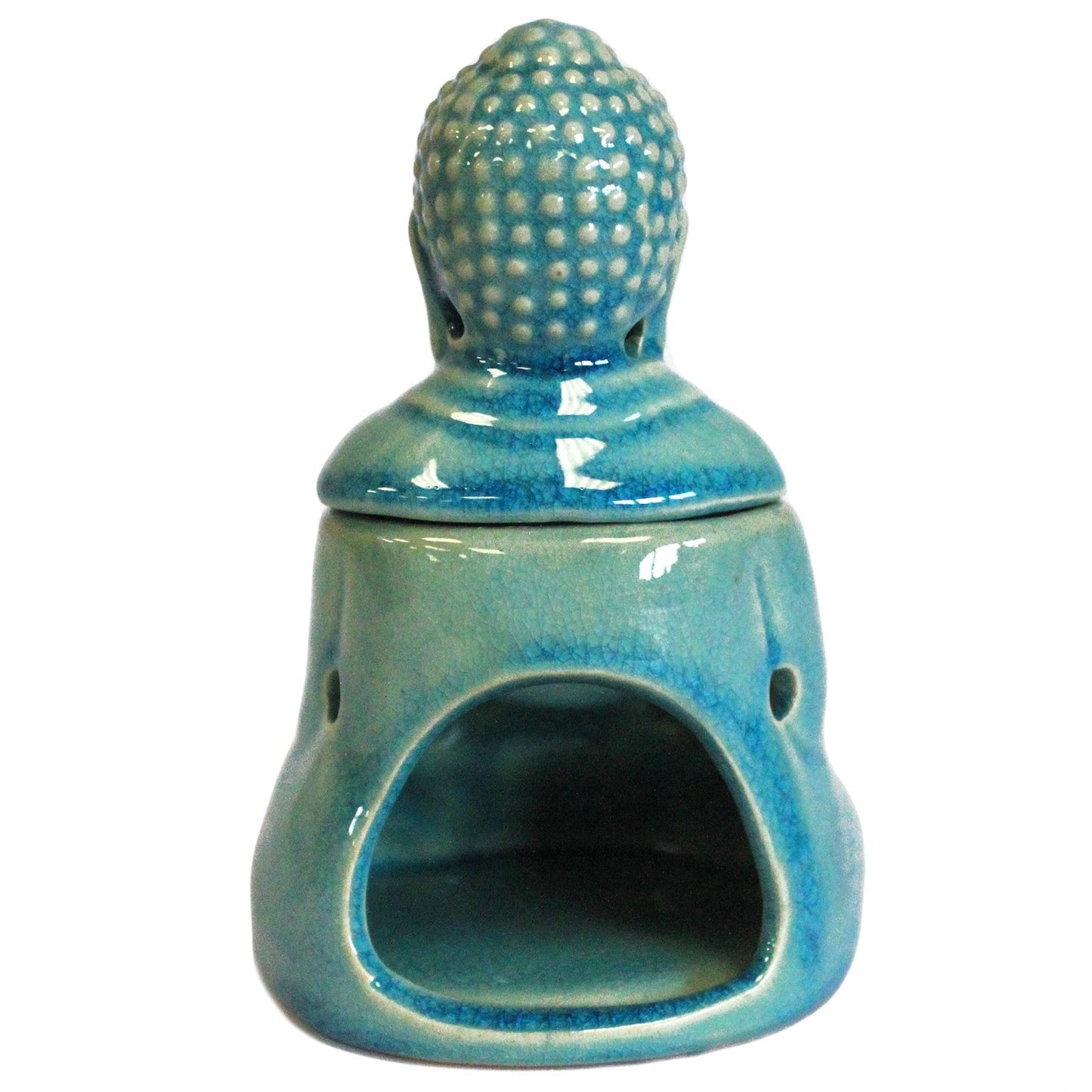 Brûleur à huile Bouddha assis - Bleu