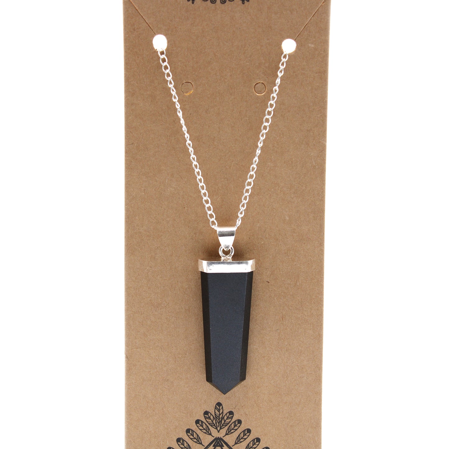 Pendentif en pierre précieuse plate - Agate noire