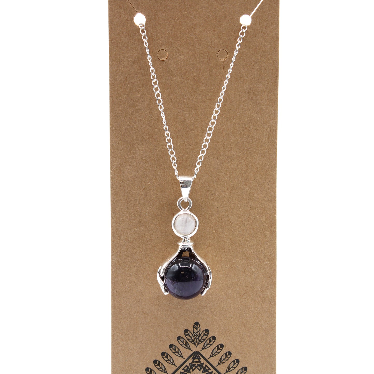 Pendentif « Mains de guérison » en pierre précieuse – Améthyste