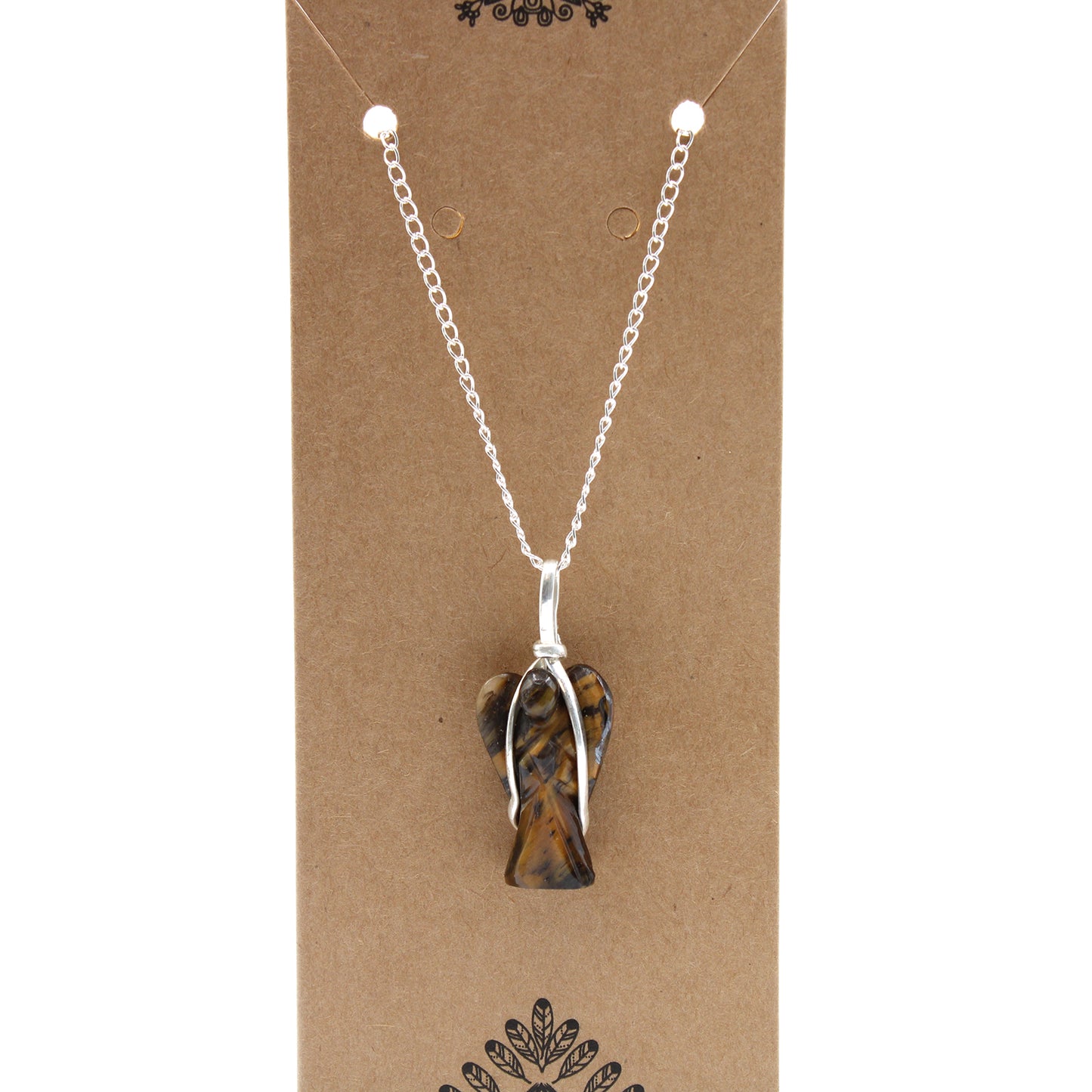 Pendentif Ange Gardien en Pierre Précieuse - Œil de Tigre