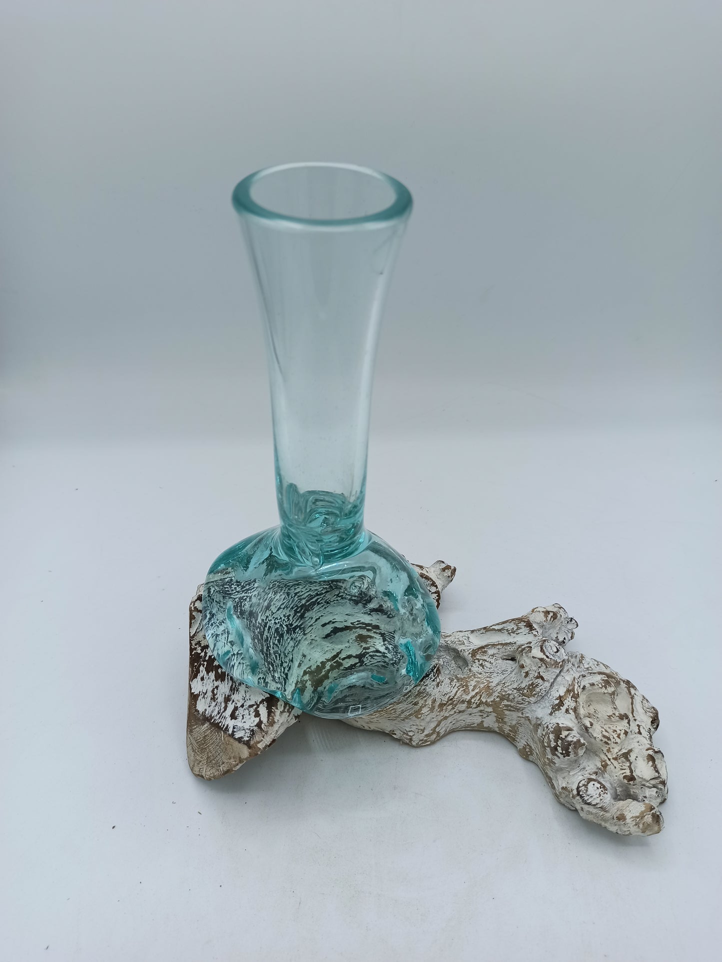 Verre fusionné sur bois blanchi - Vase - Moyen