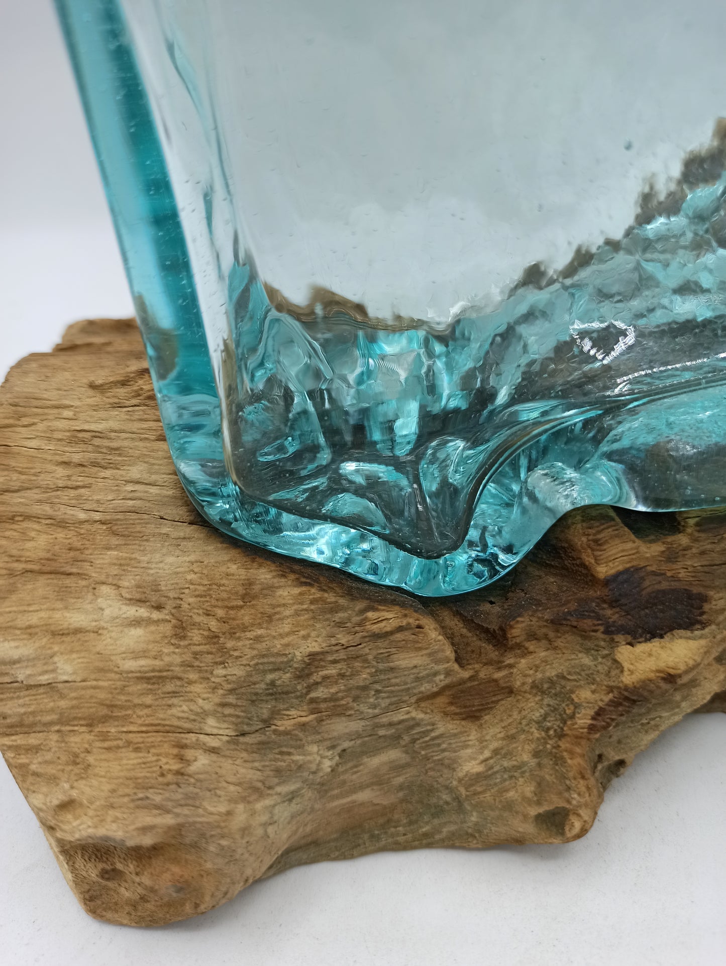 Cuve en verre fusionné sur bois avec support - Bol moyen