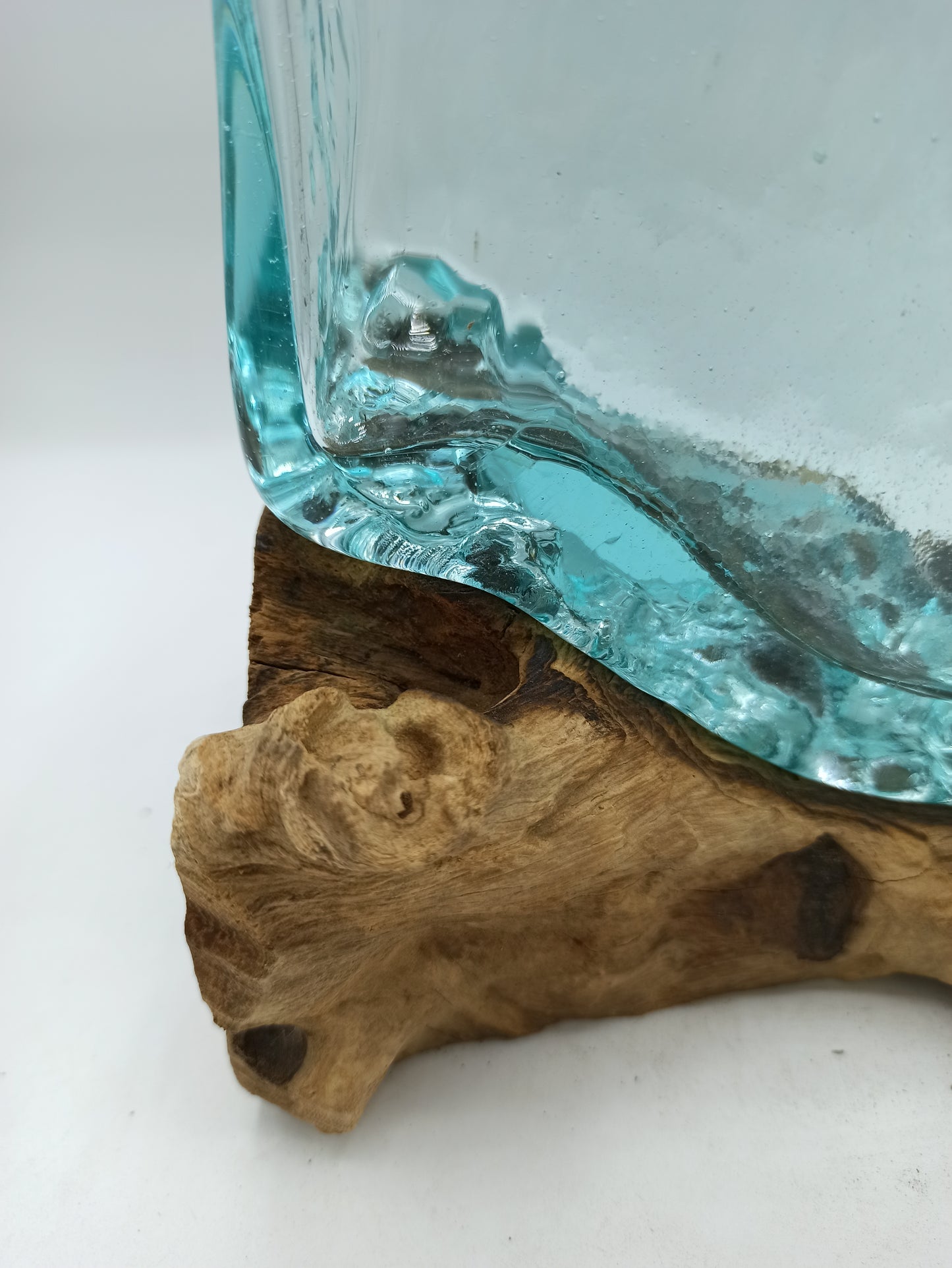Cuve en verre fusionné sur bois avec support - Bol moyen