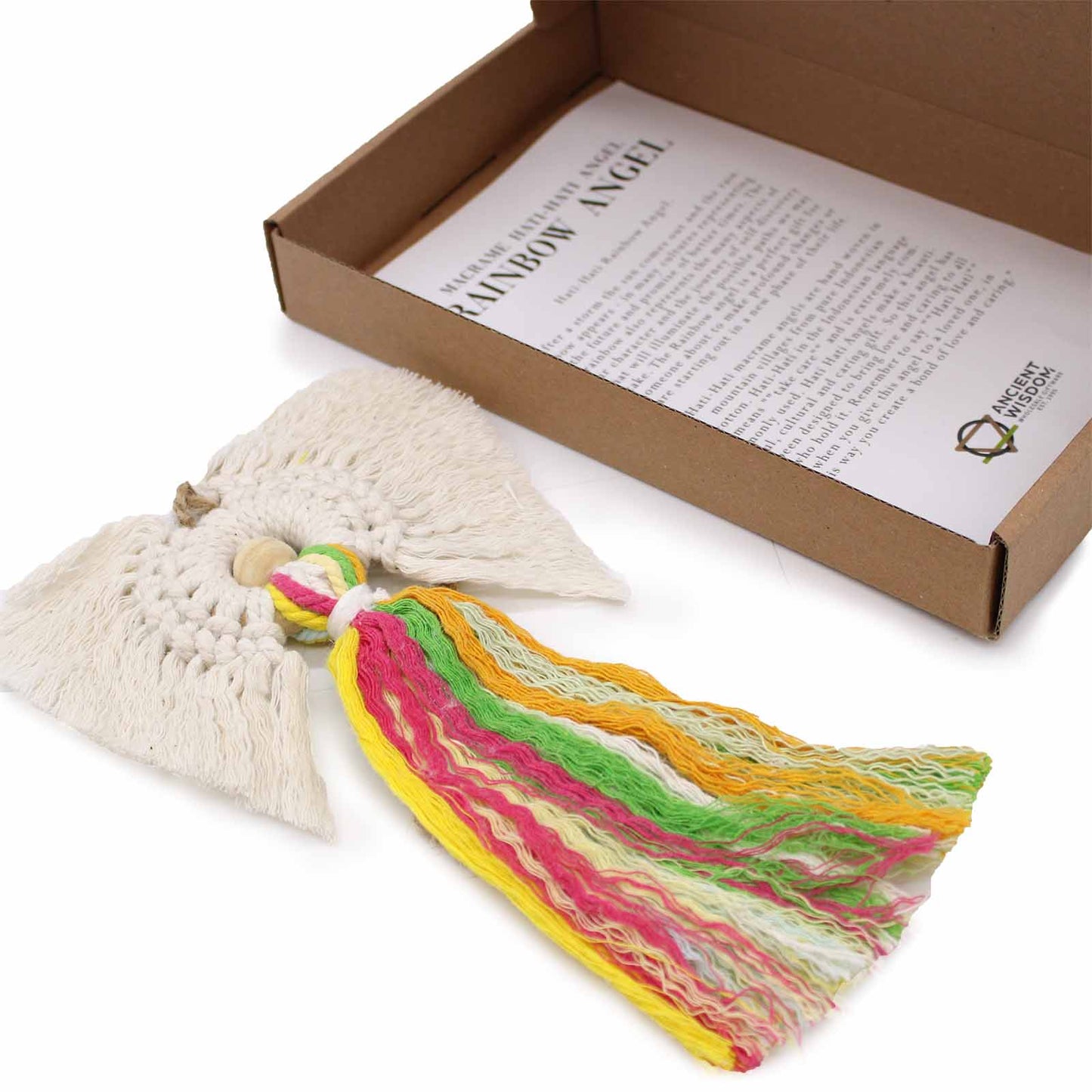 Ange en macramé - Arc-en-ciel
