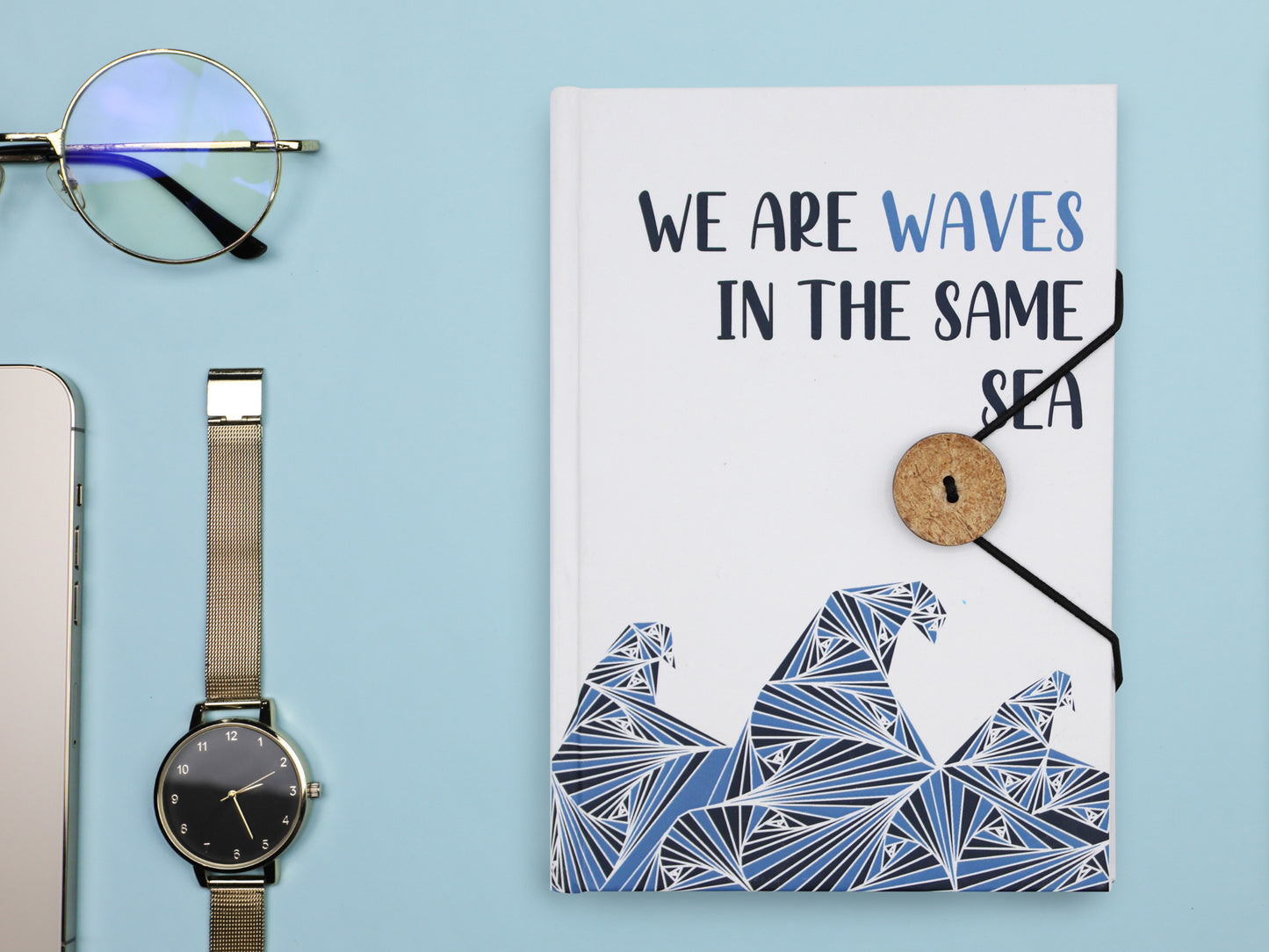 Petit carnet avec sangle - Vagues dans la même mer