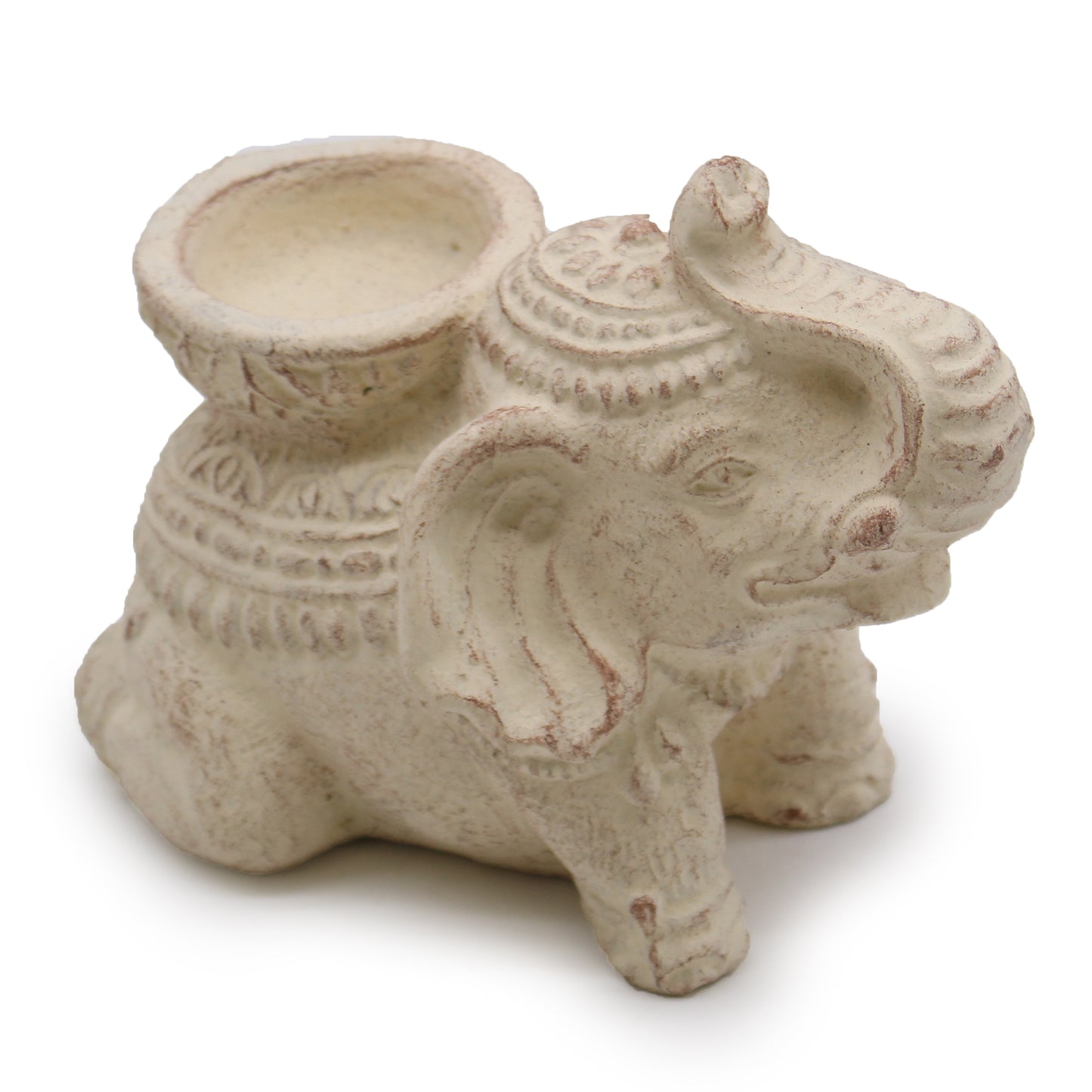 Porte-encens et bougie éléphant (crème)