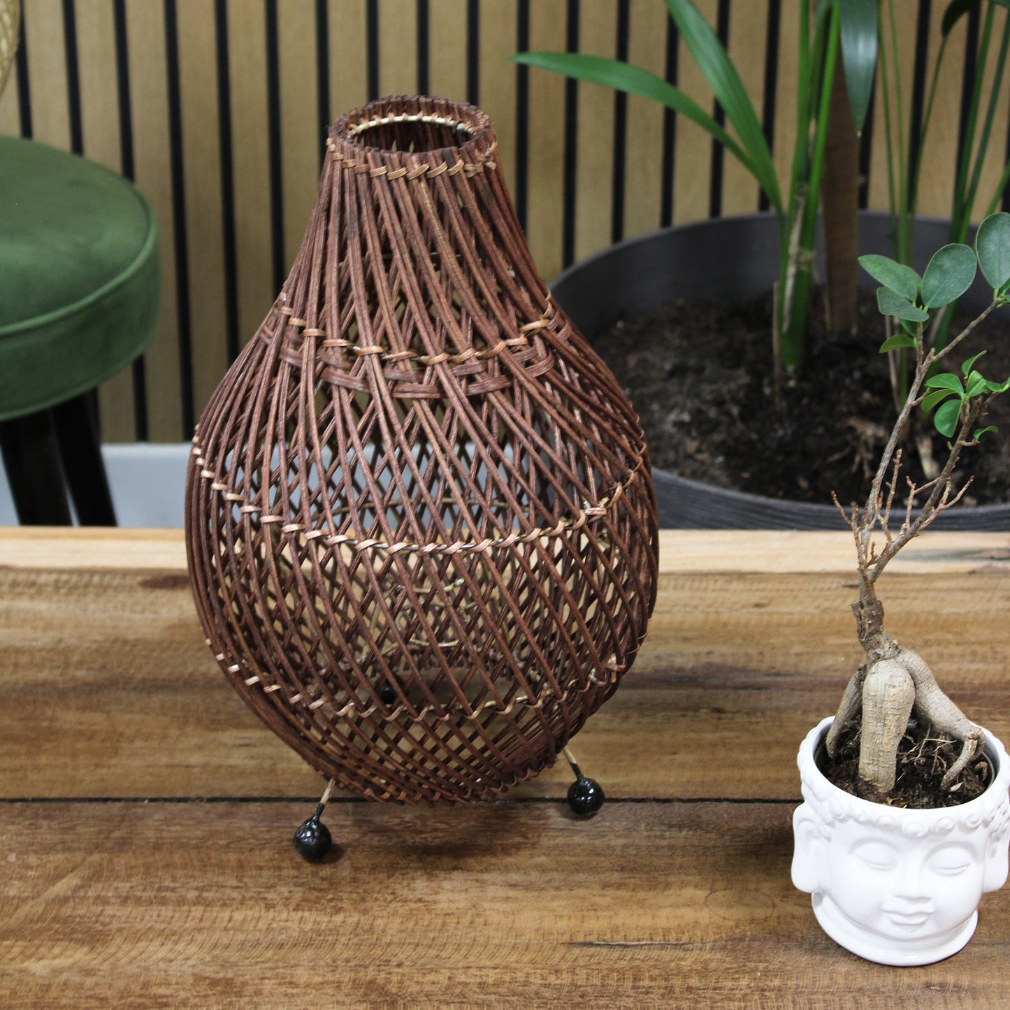 Lampe de table en rotin - Marron foncé