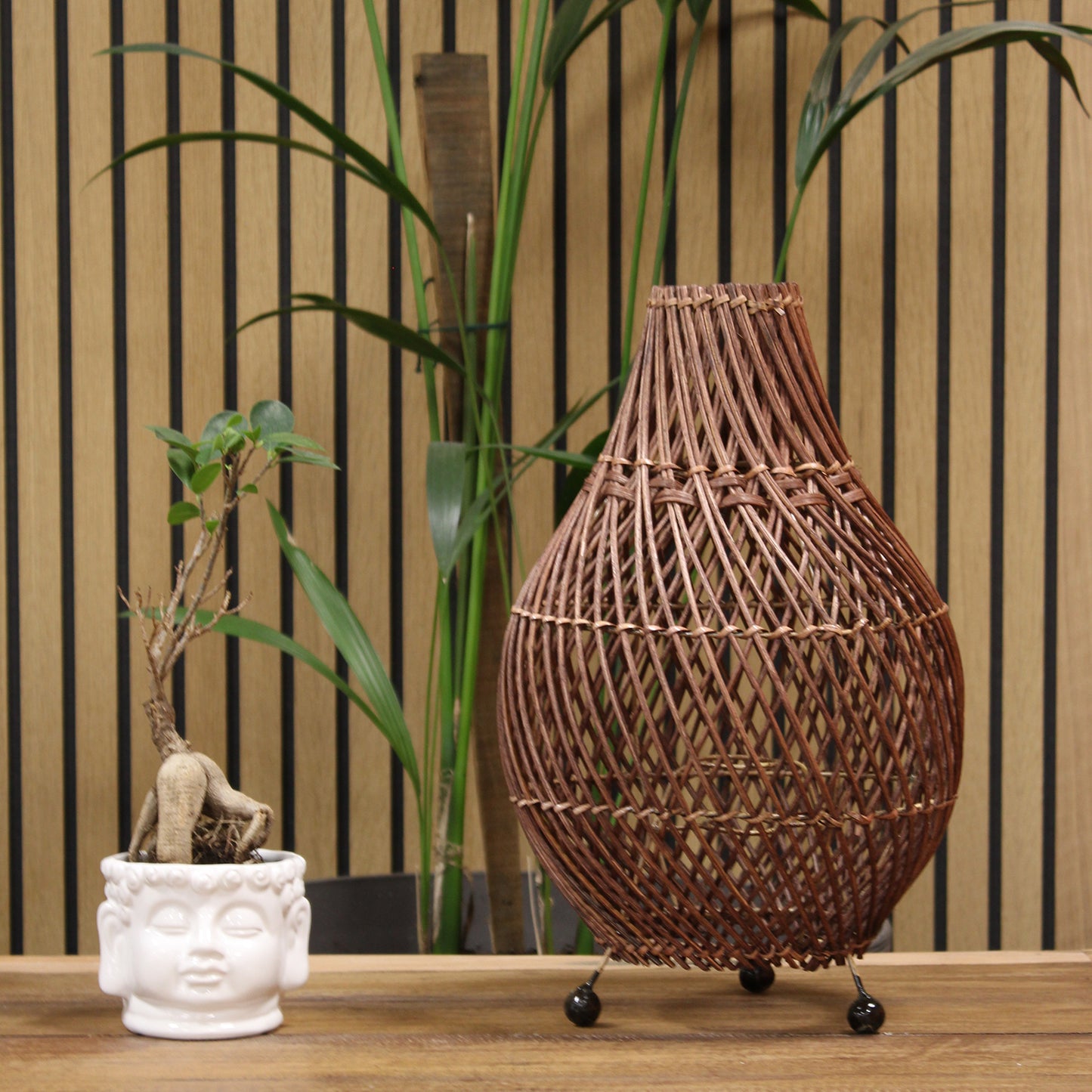Lampe de table en rotin - Marron foncé