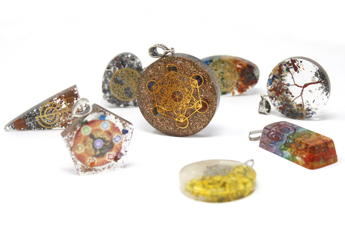 Pendentif en orgonite - Arbre d'améthyste rond