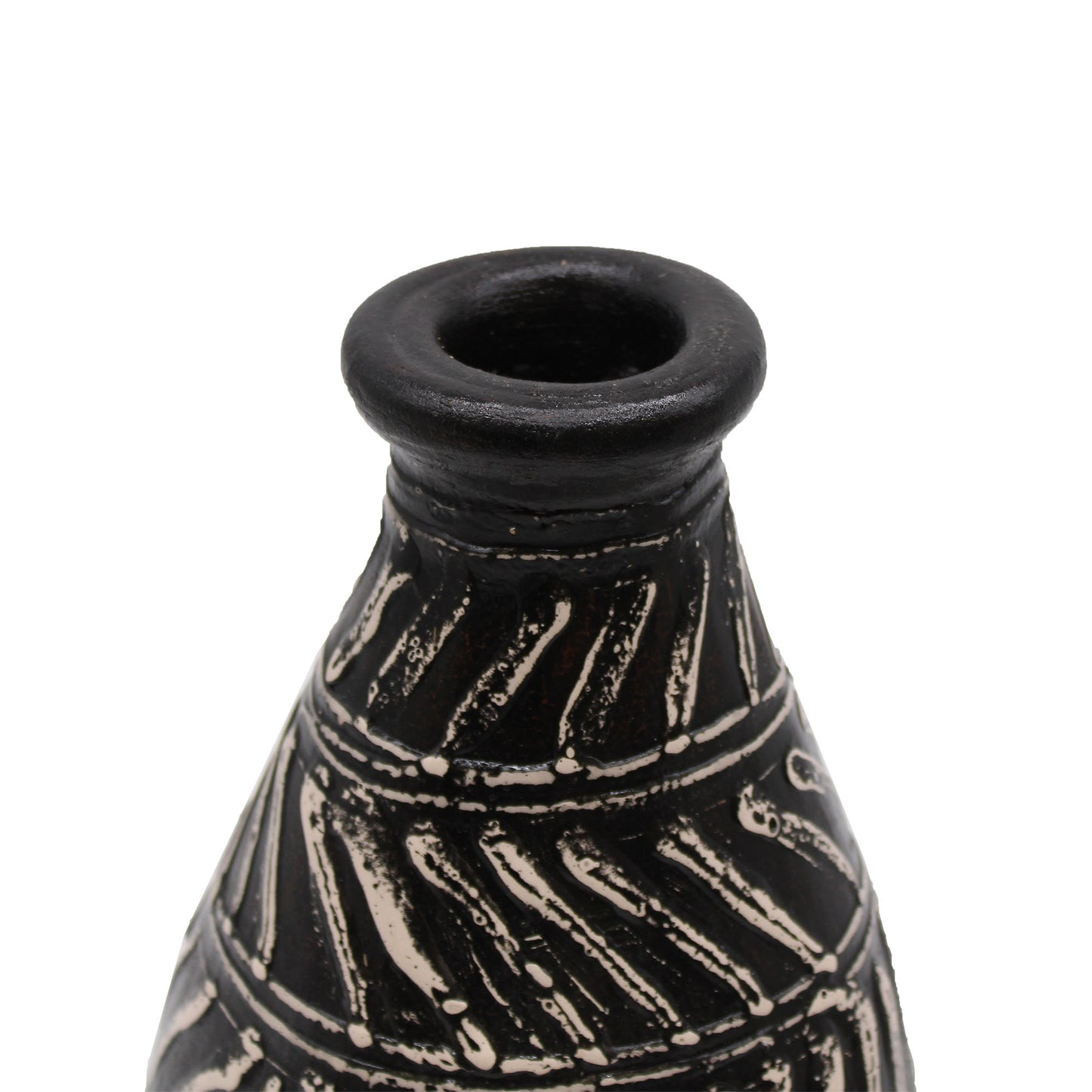 Vase en céramique à motif grec - Chocolat