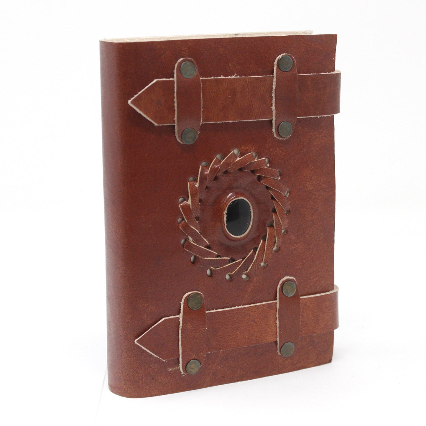 Carnet en cuir noir onyx avec sangle