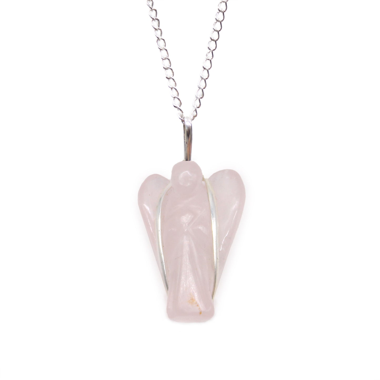 Pendentif ange gardien avec pierres précieuses - Quartz rose