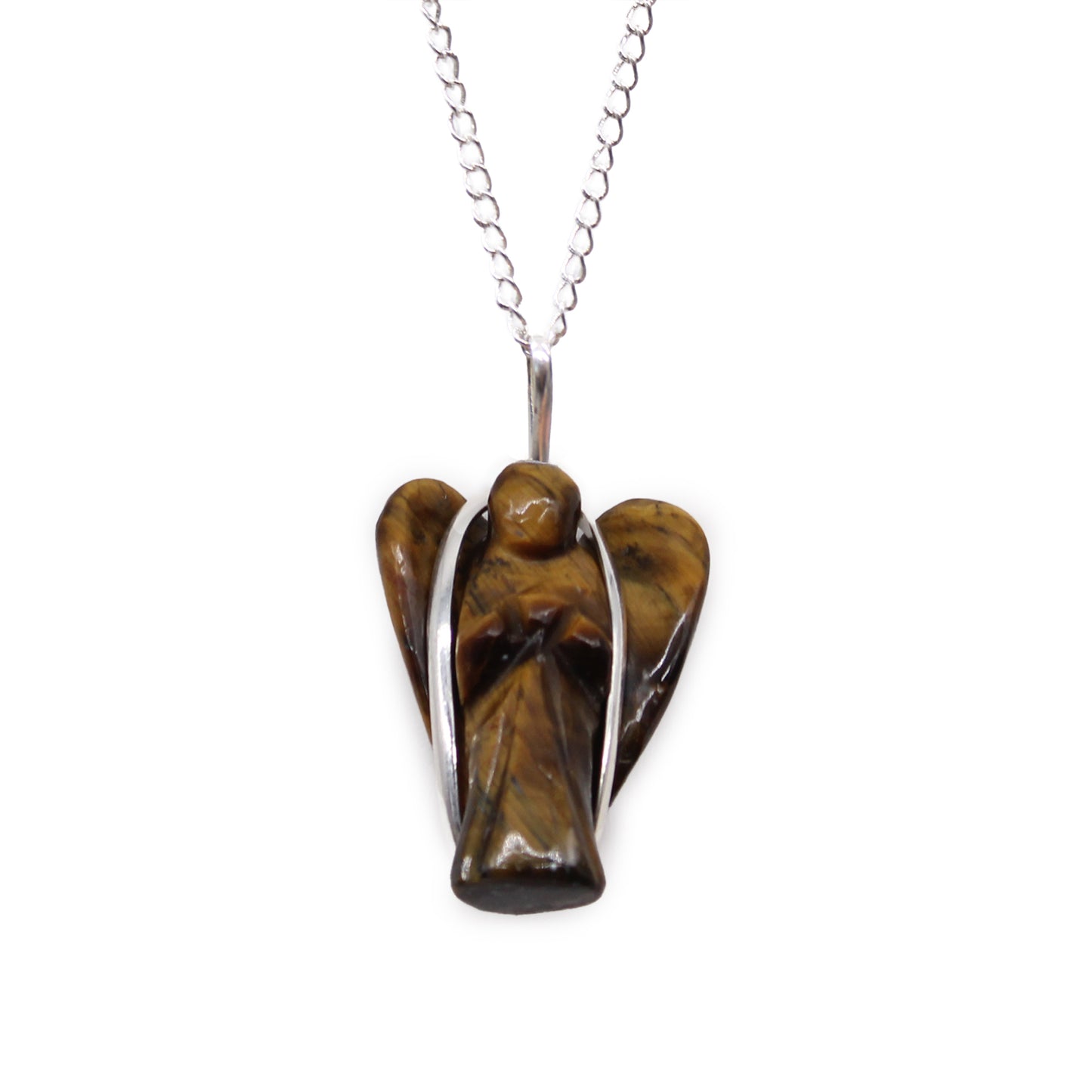 Pendentif Ange Gardien en Pierre Précieuse - Œil de Tigre