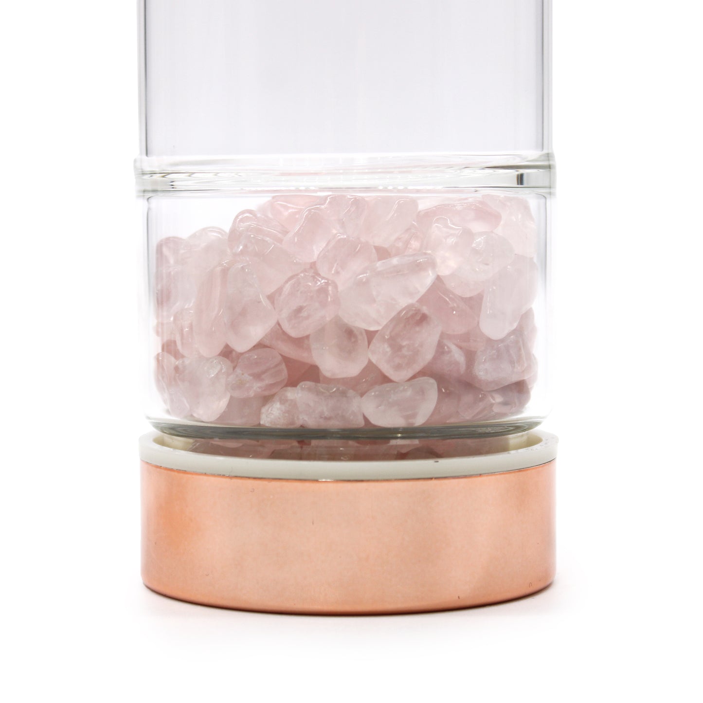 Bouteille à thé en verre - or rose - Quartz rose