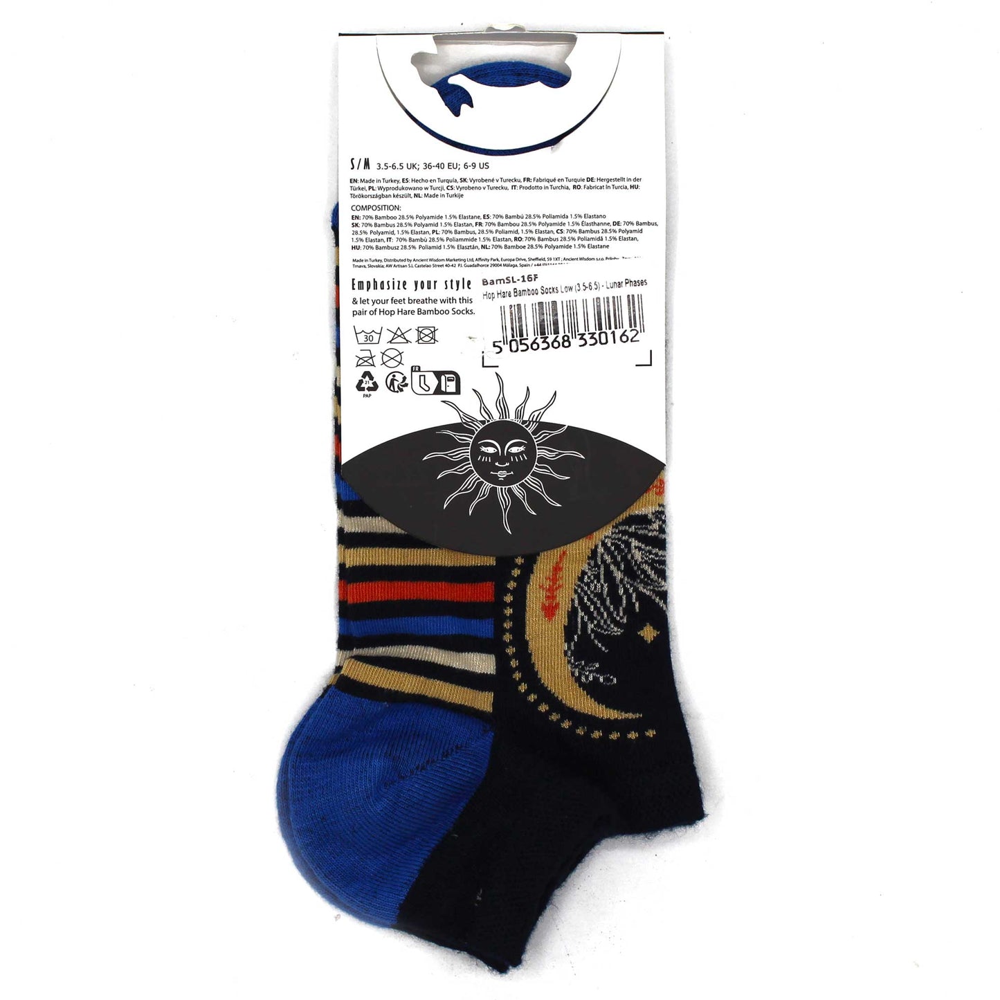Chaussettes basses Hop Hare en bambou P/M (36-40) - Phases de lune