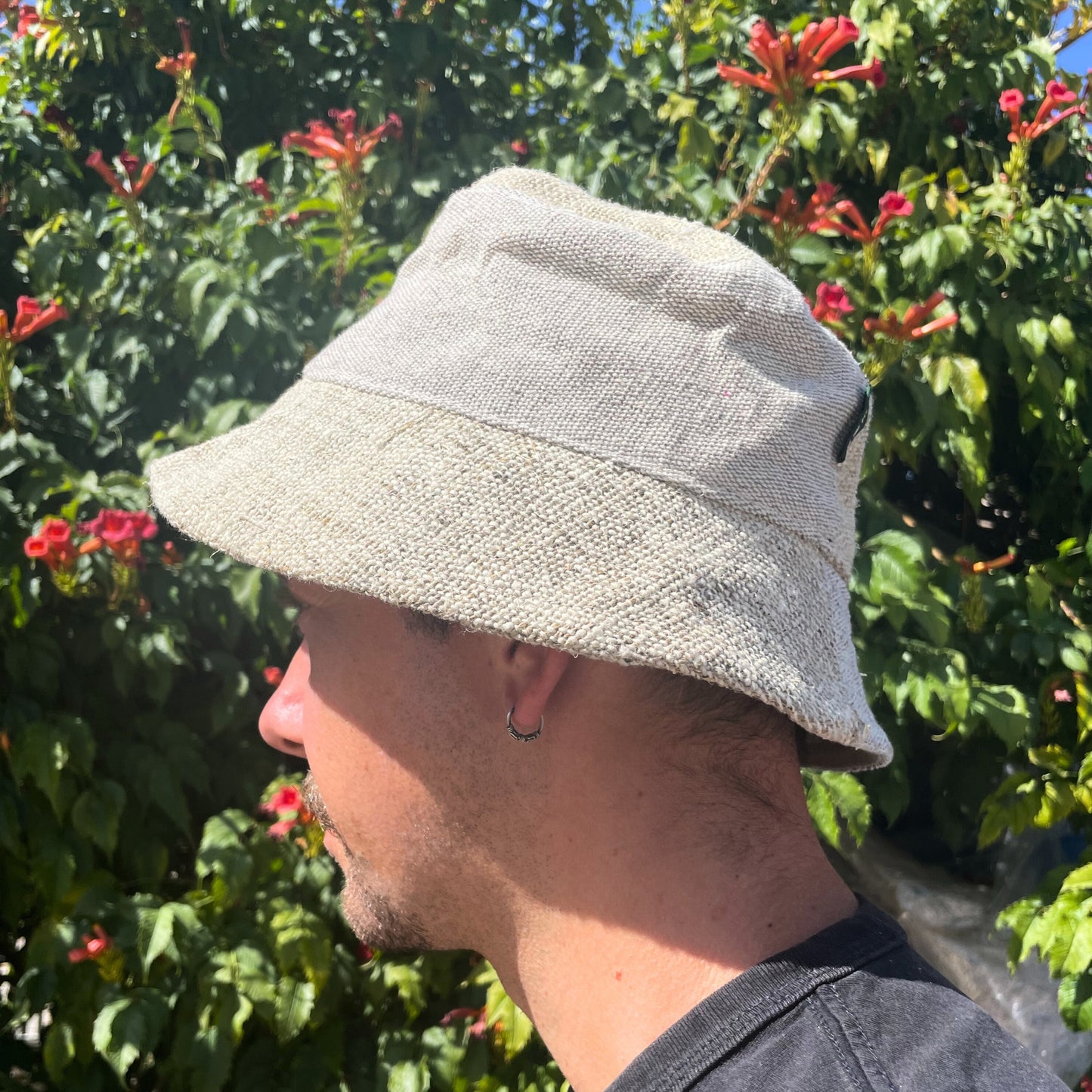 Chapeau de festival bohème en chanvre et coton avec patchs - Naturel