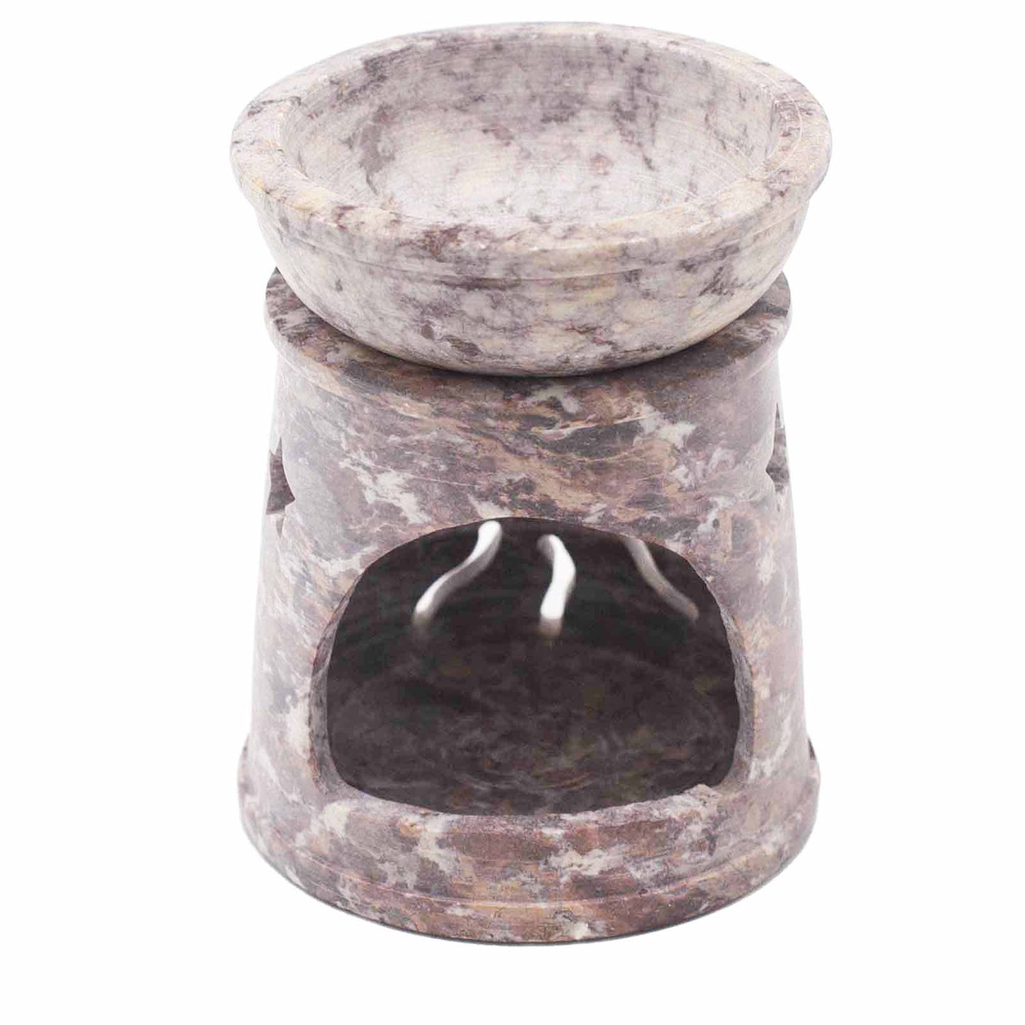 Petit brûle-parfum en stéatite 8 cm - Soleil et étoiles