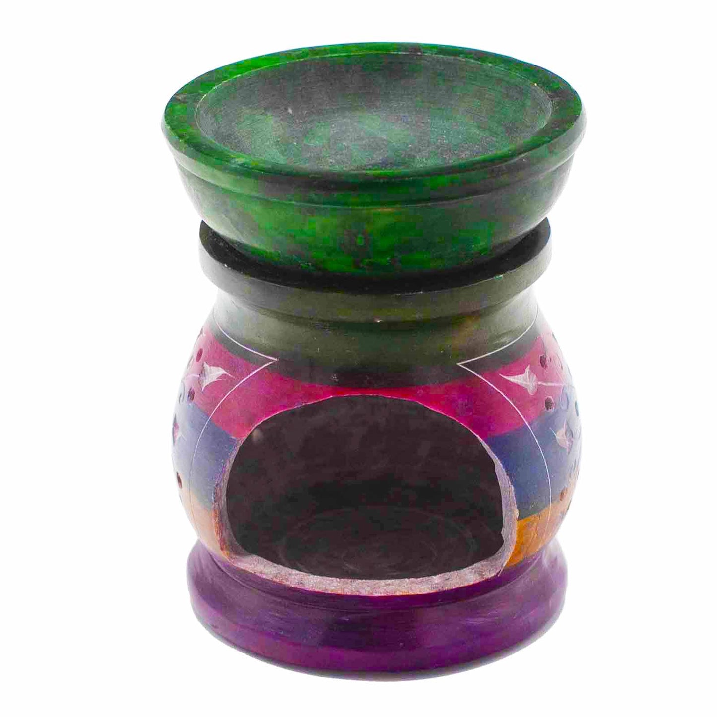 Brûleur à huile en stéatite 10 cm - Fleur de vie - Cinq couleurs