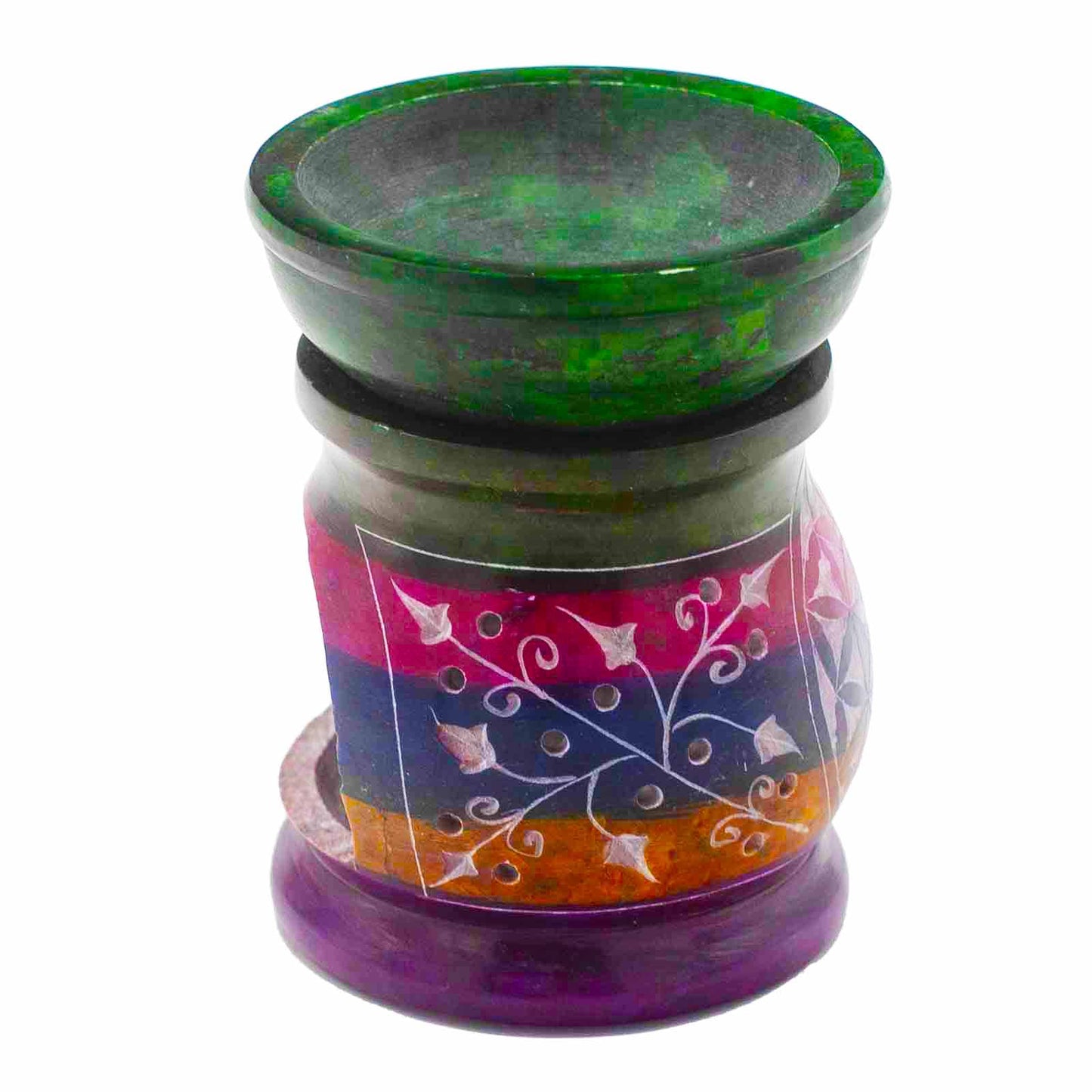 Brûleur à huile en stéatite 10 cm - Fleur de vie - Cinq couleurs