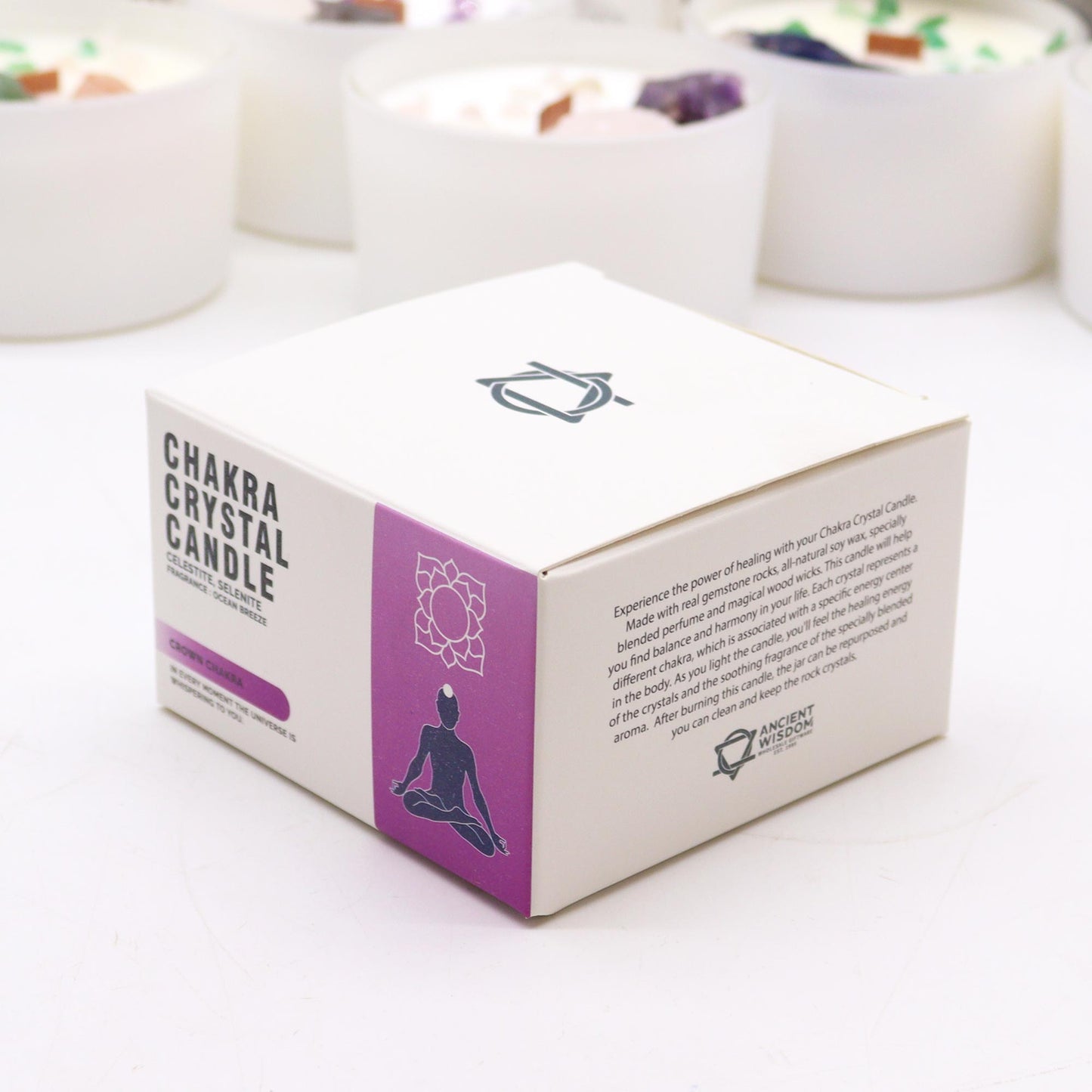 Bougies en cristal pour chakras - Chakra de la couronne