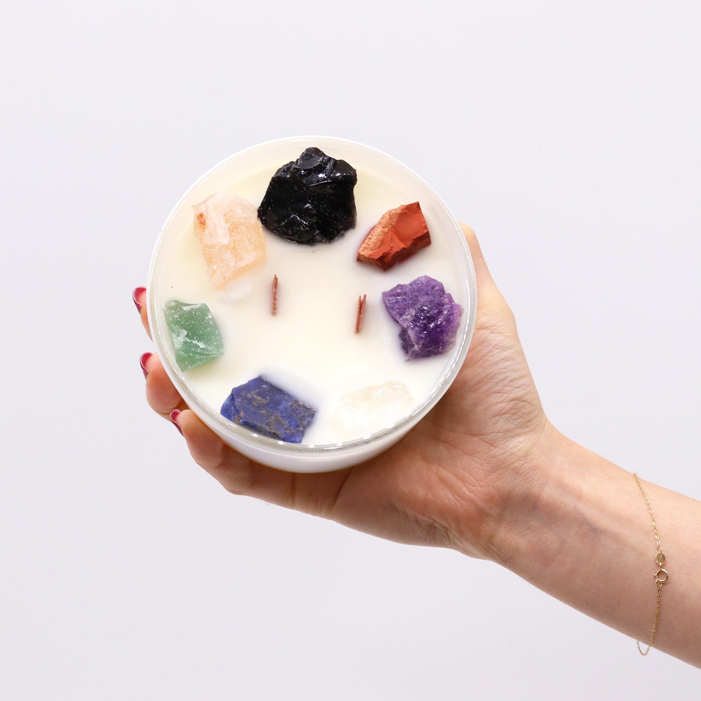Bougies en cristal des chakras - Sept chakras