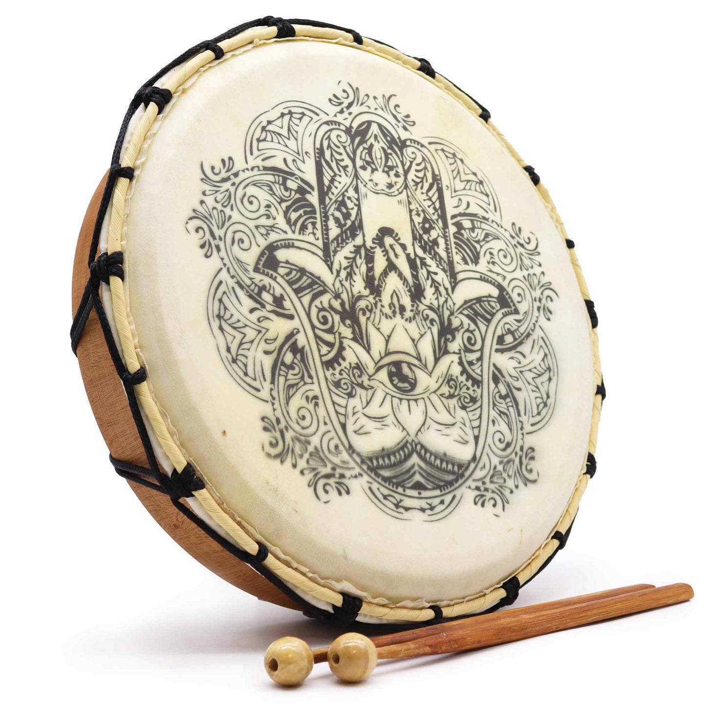 Tambour chamanique Hamsa avec maillet - 30 cm