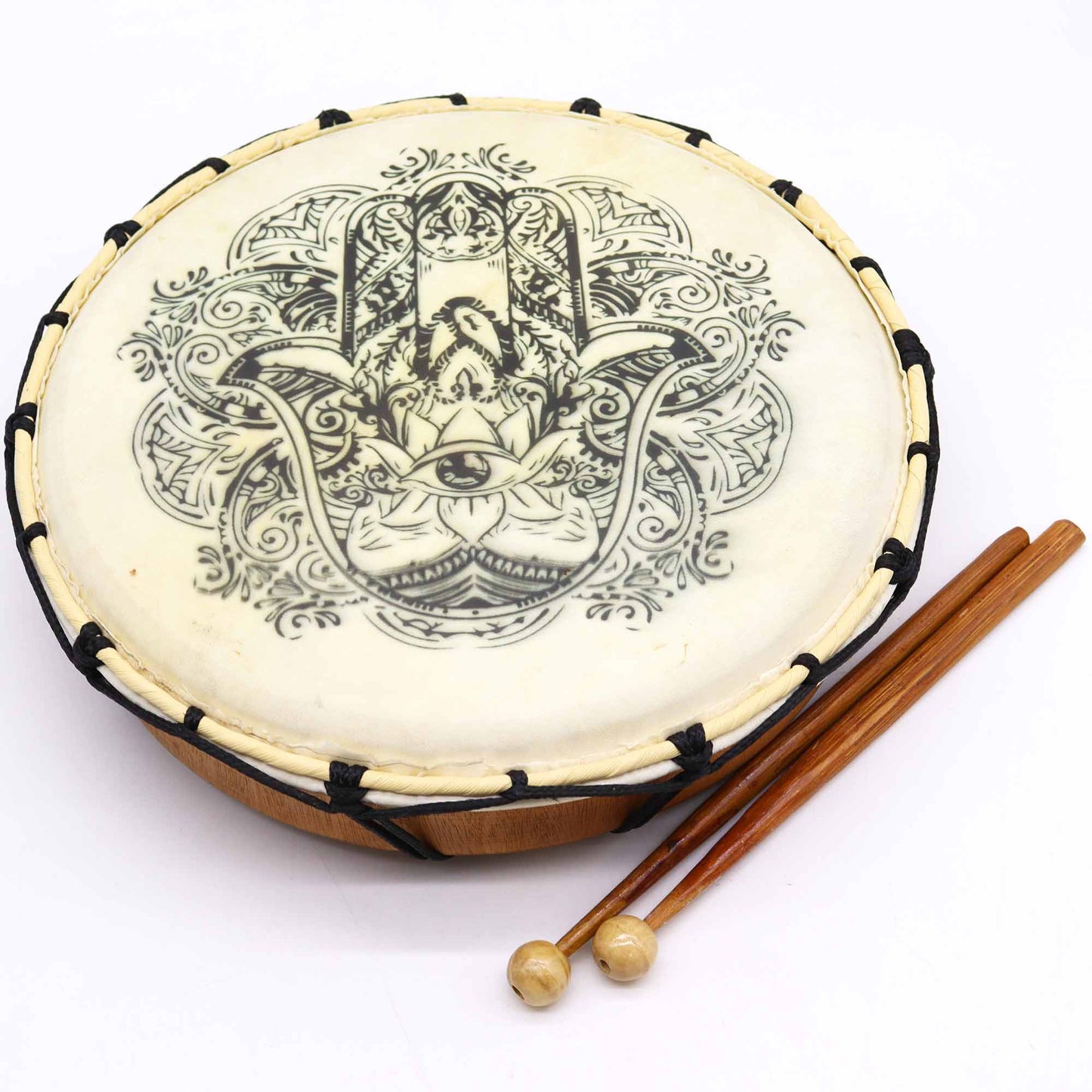 Tambour chamanique Hamsa avec maillet - 30 cm