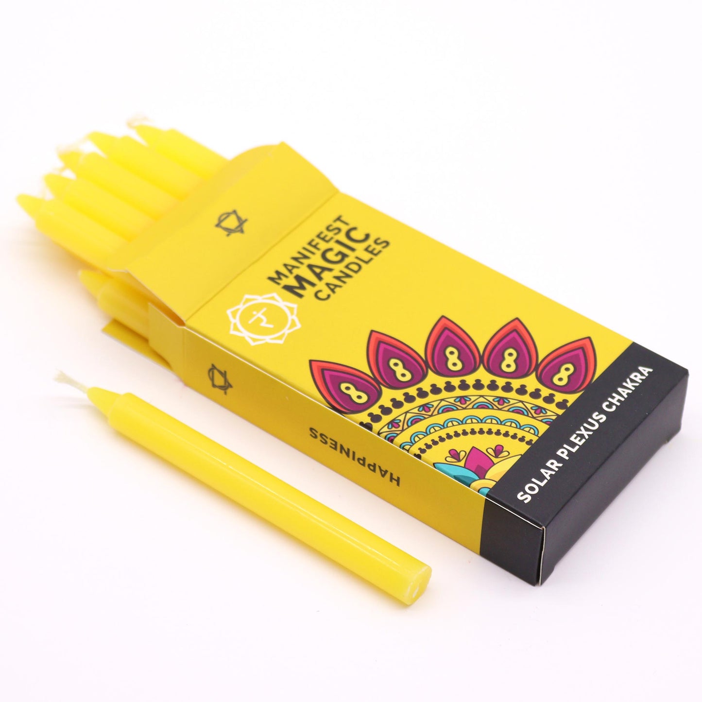 Bougies magiques Manifest (lot de 12) - Jaune - Chakra du plexus solaire