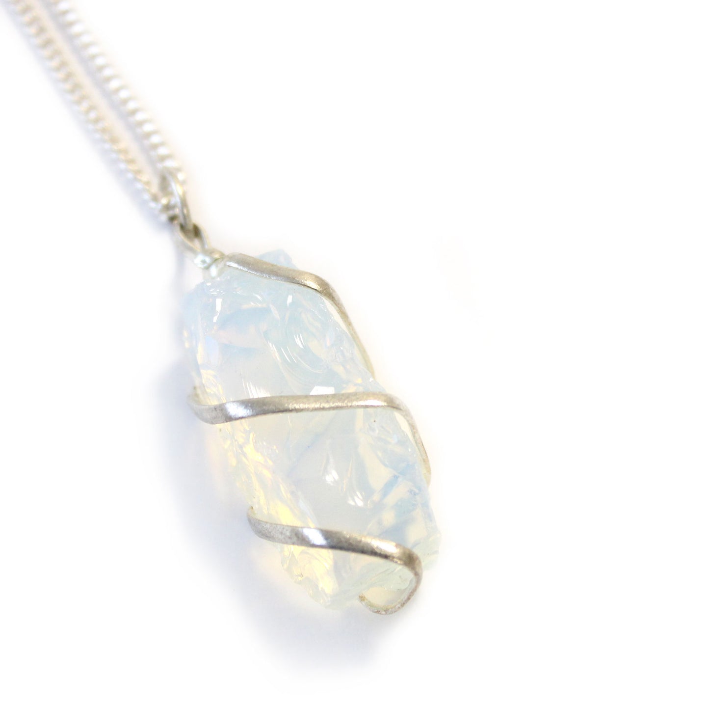Collier en pierres précieuses enroulé en spirale - Opalite brute