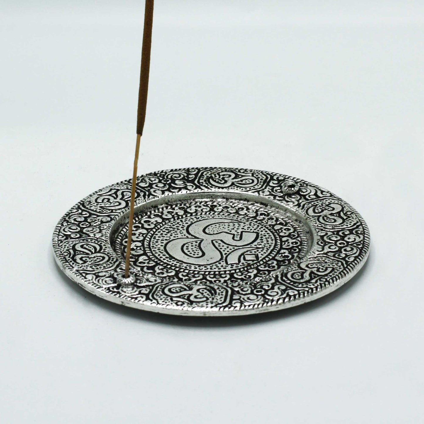 Porte-Encens Om Rond Aluminium Poli 11cm