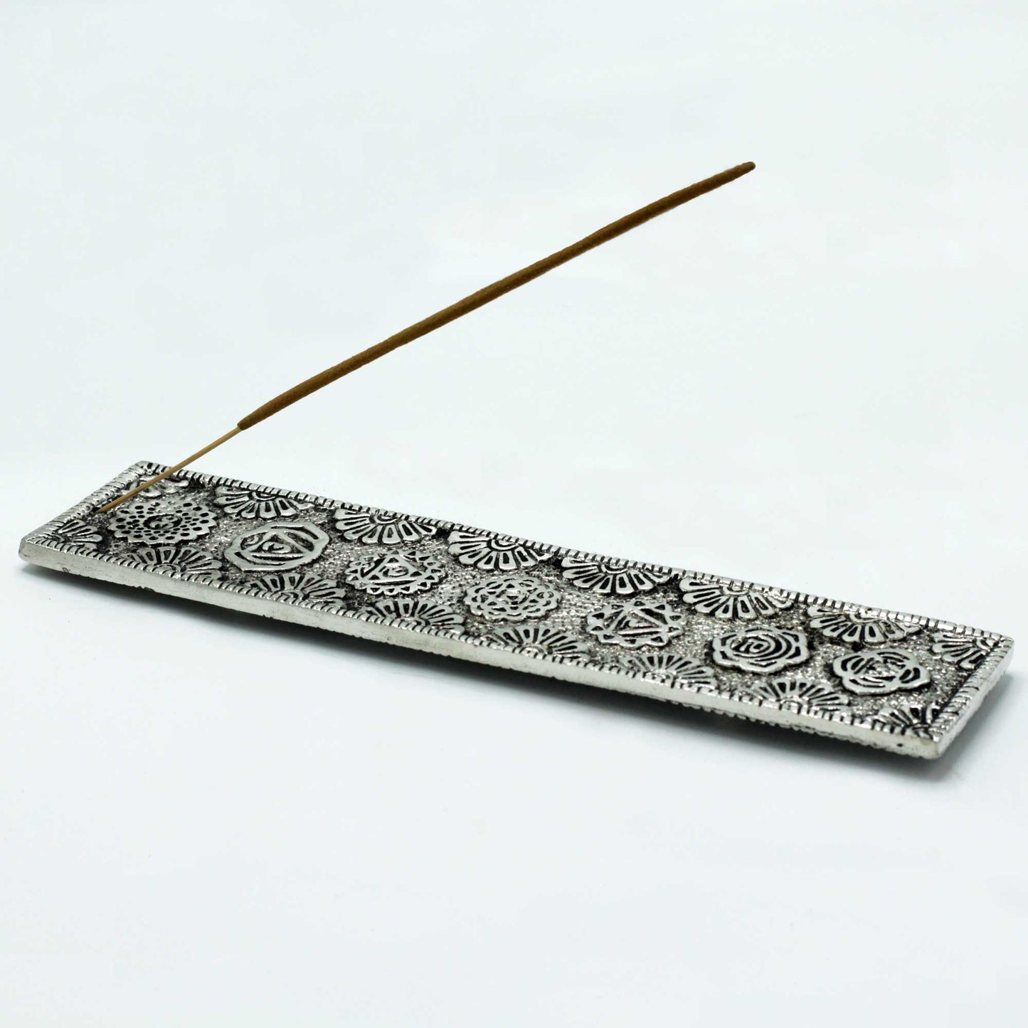 Porte-encens Chakra long en aluminium poli 23 cm
