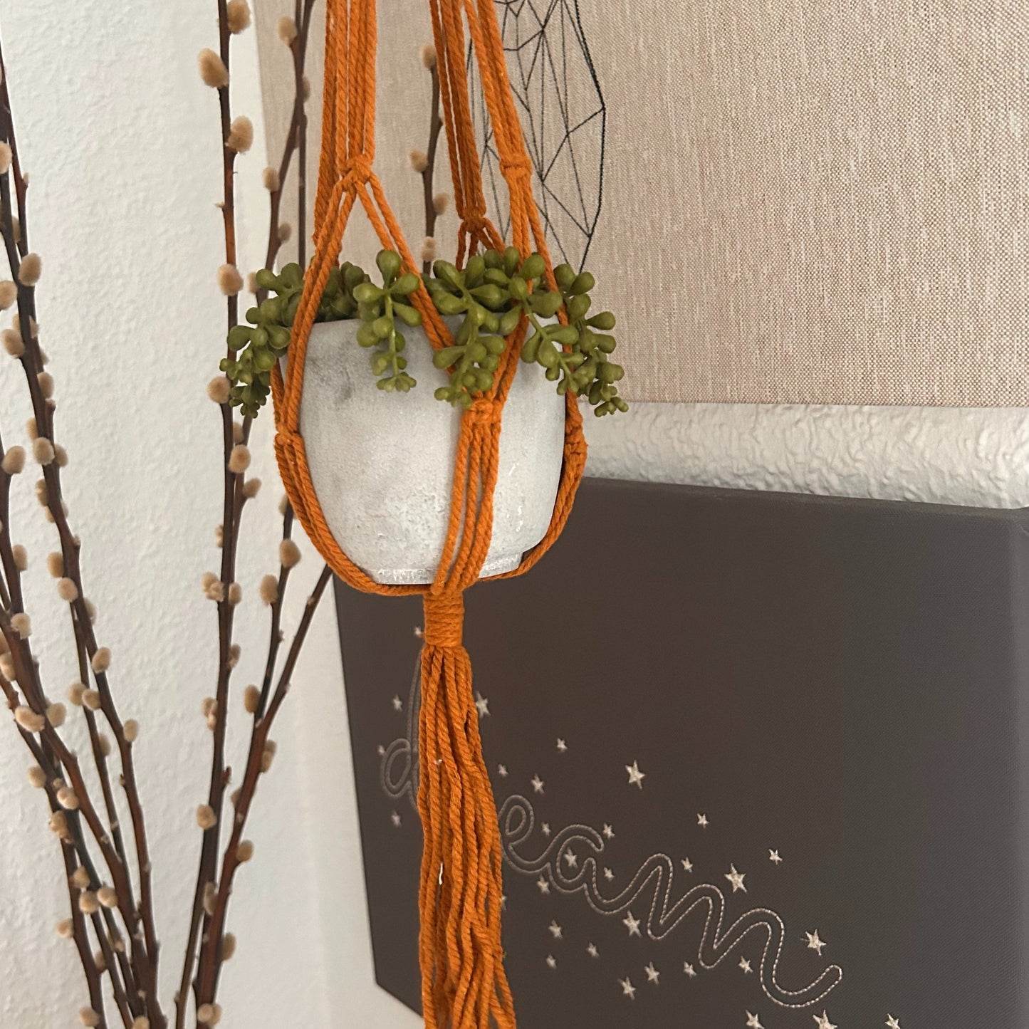 Jardinière classique en macramé - Pot moyen chocolat