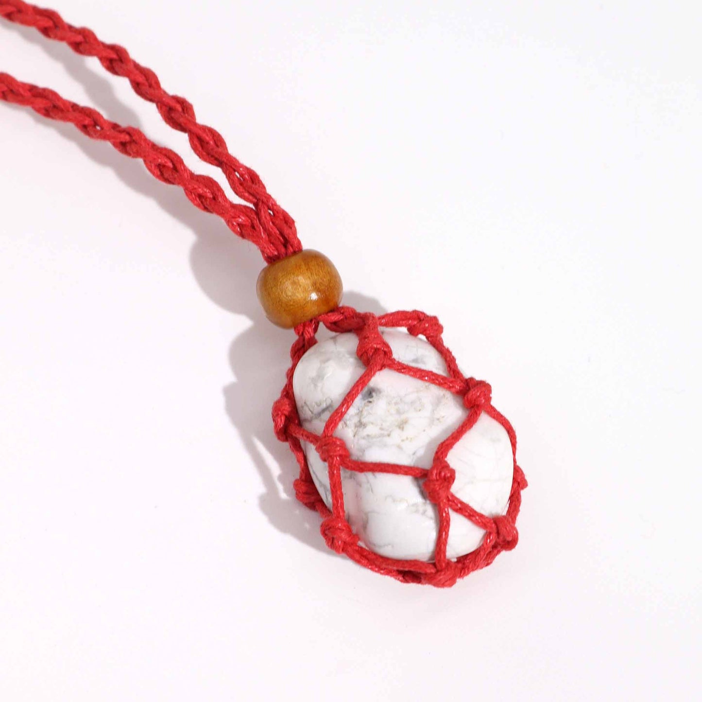 Collier en pierres précieuses cordons 45 cm - Rouge