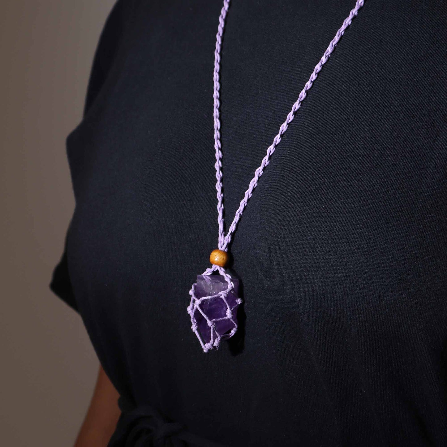 Collier en pierres précieuses cordons 45 cm - Violet