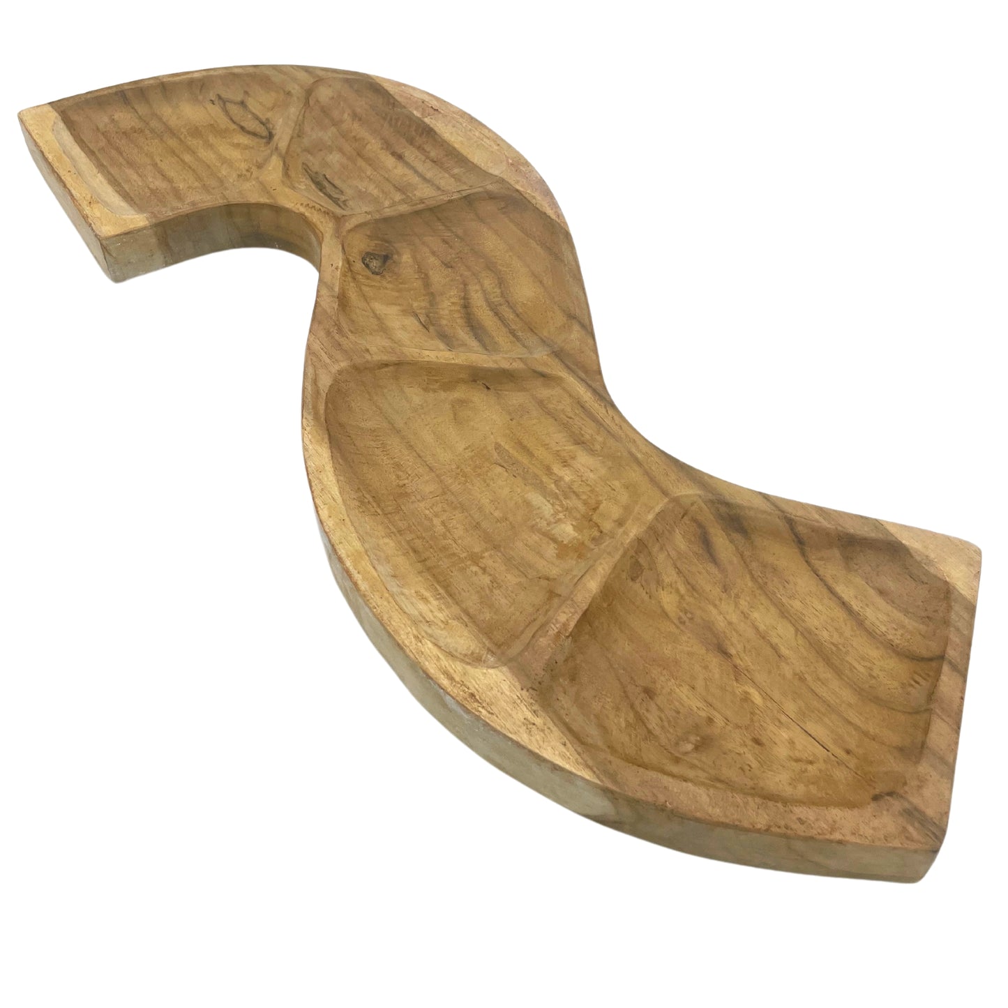 Bol en bois de teck - Forme de serpent (environ 55 cm)