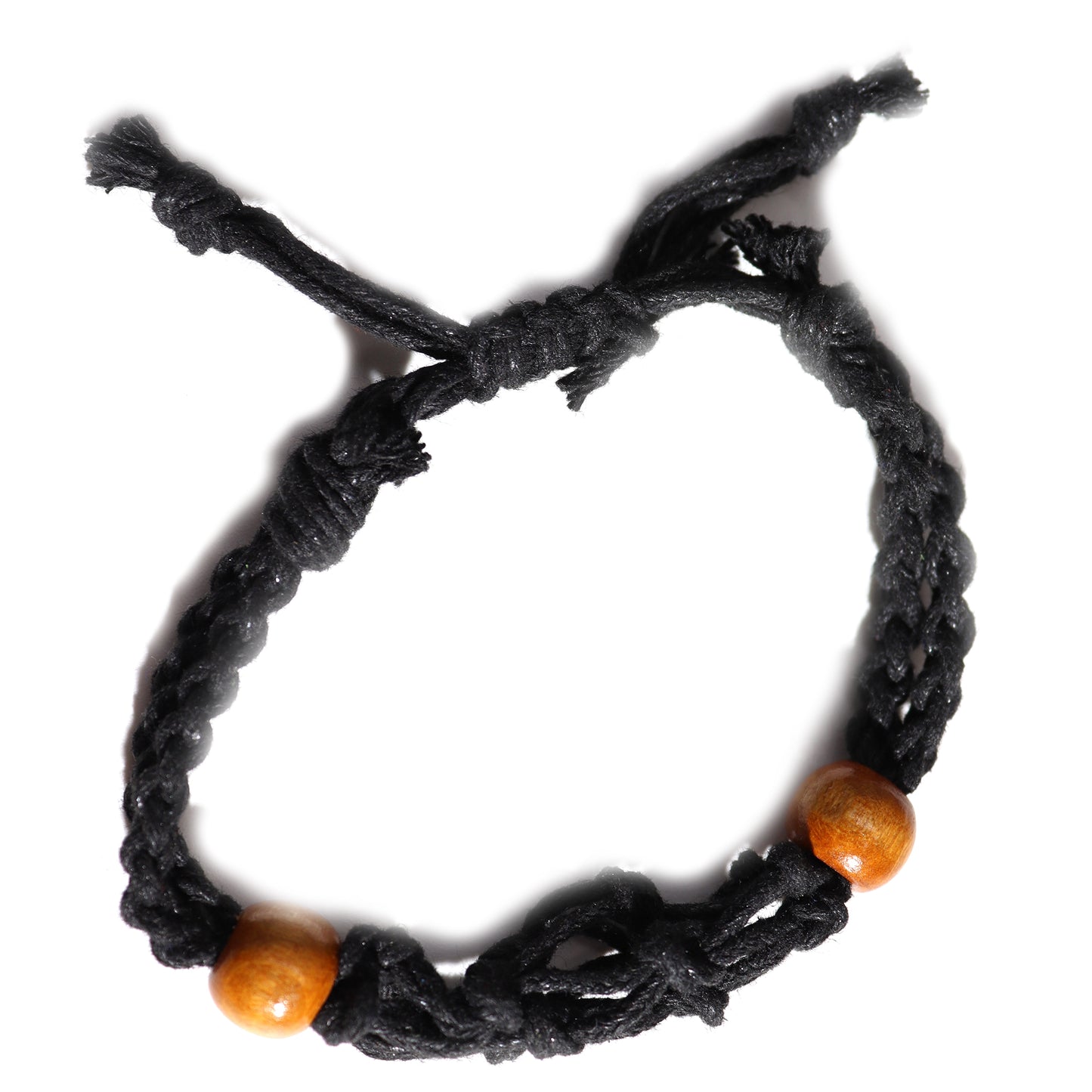 Bracelet en macramé et pierres précieuses 20-28 cm - Noir