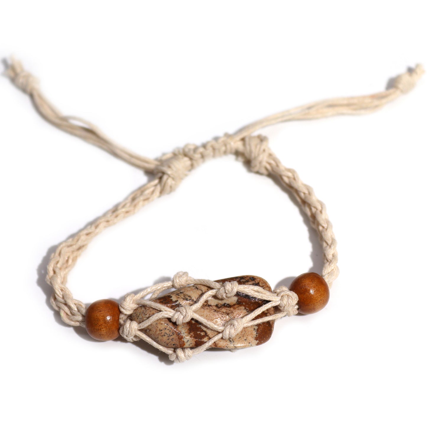 Bracelet en macramé et pierres précieuses naturelles 20-28 cm