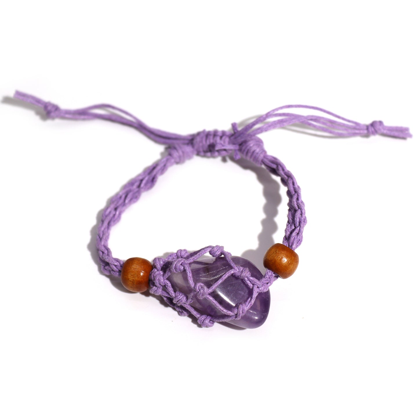 Bracelet en macramé et pierres précieuses 20-28 cm - Violet